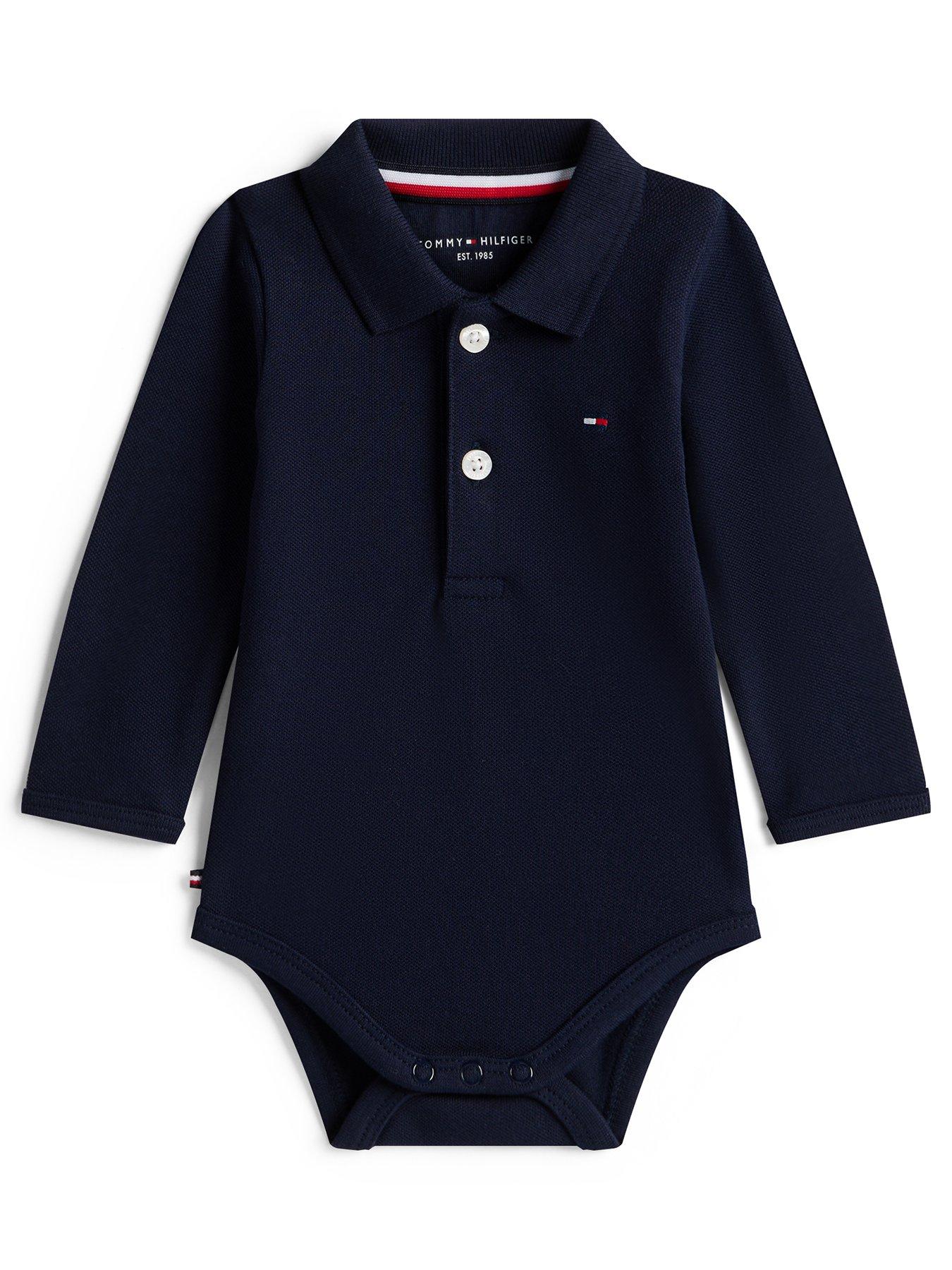 Image 1 of 3 of Tommy Hilfiger Baby Boys Long Sleeve Polo Bodysuit Gift Set - Navy