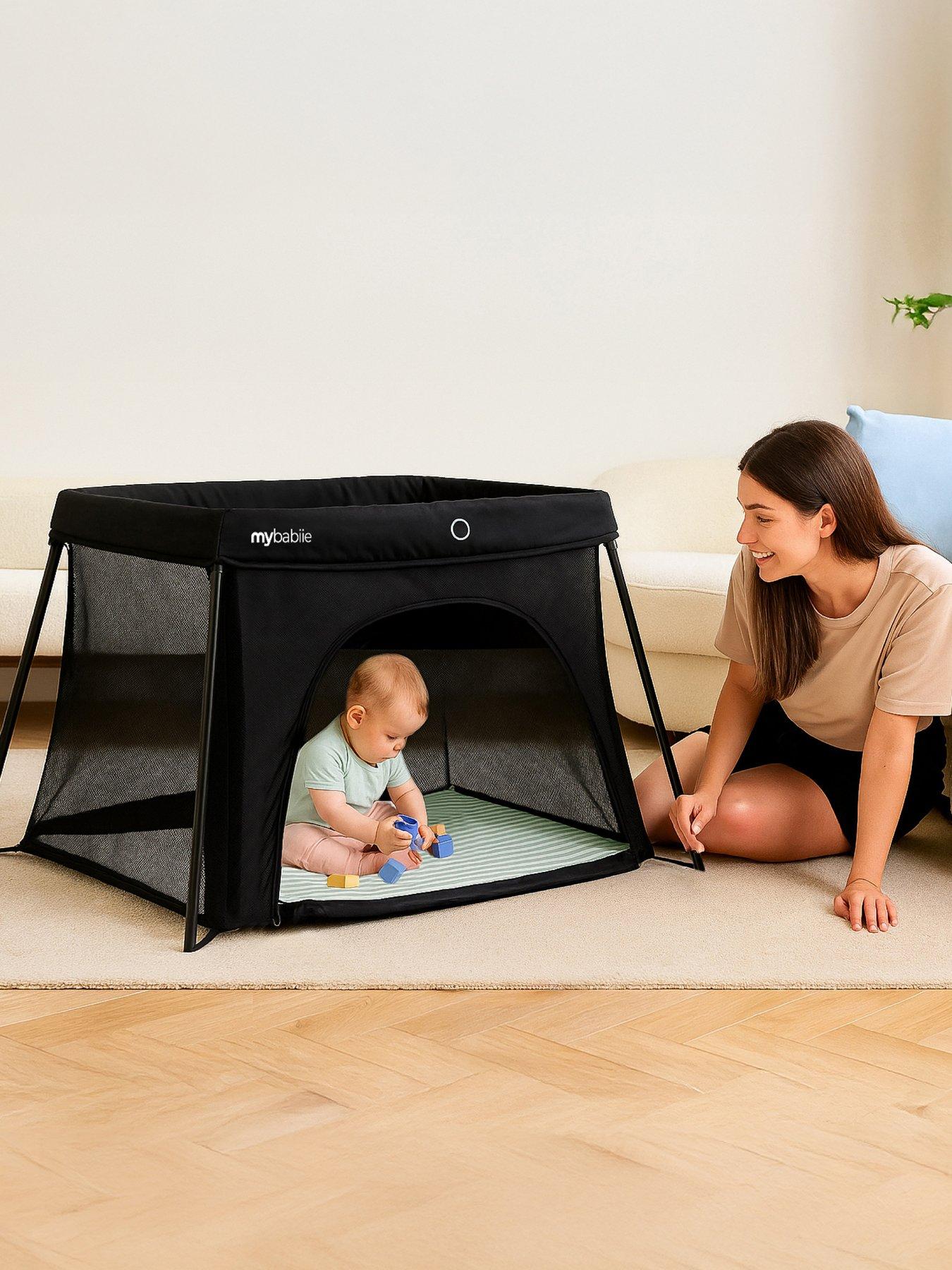 My Babiie MBTC3 Air-Light 3-in-1 Travel Cot with Bassinet - Black