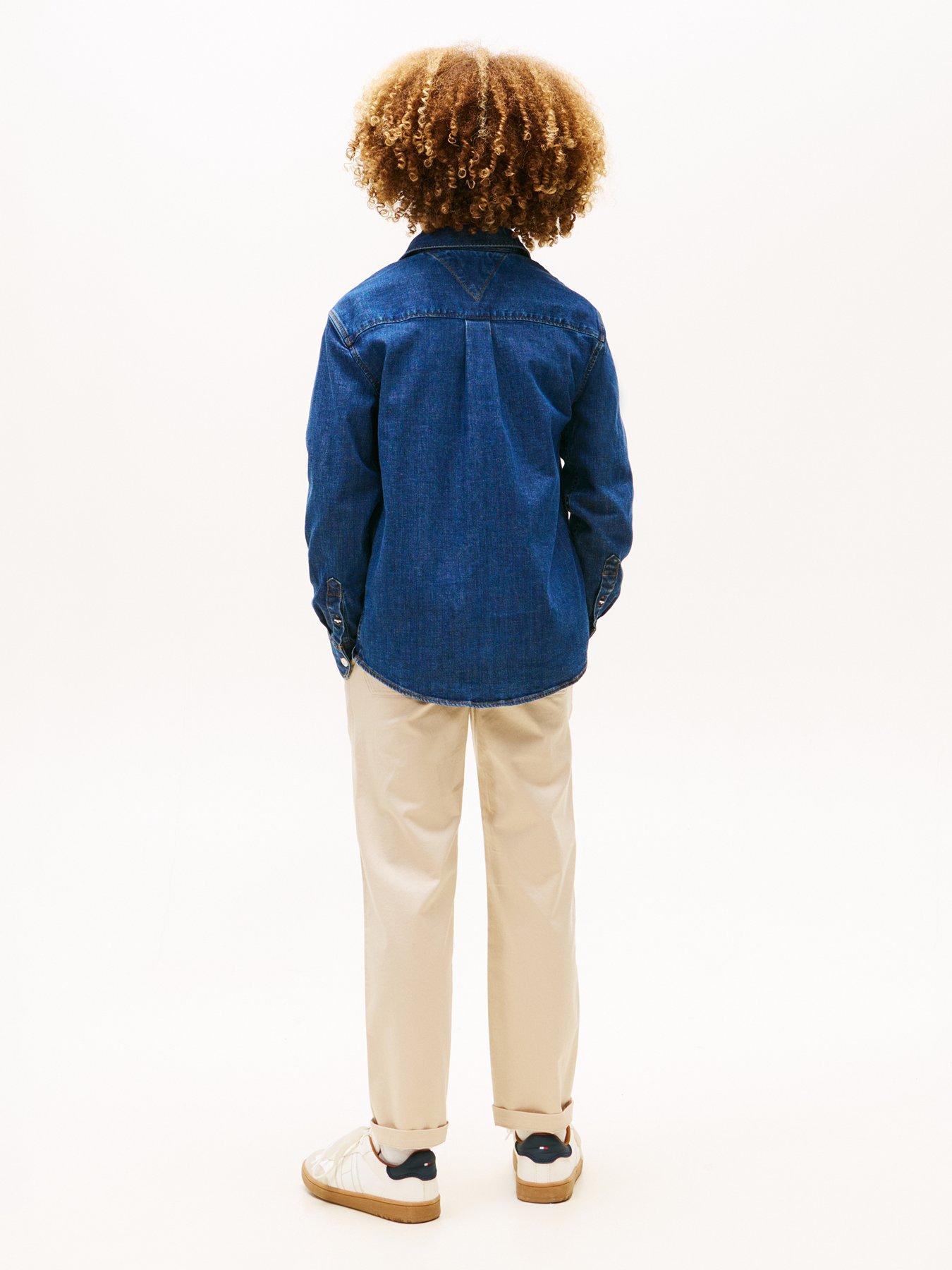 Image 2 of 5 of Tommy Hilfiger Boys Relaxed Denim Shirt - Dark Blue