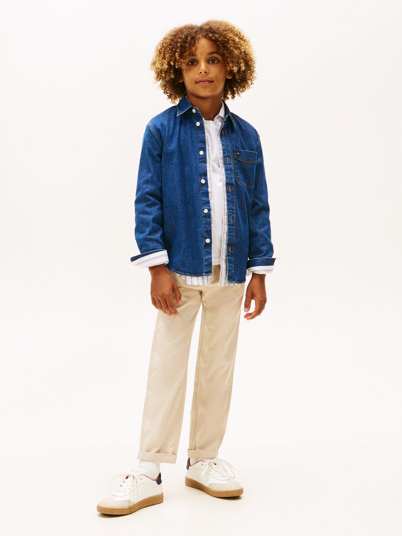 Image 3 of 5 of Tommy Hilfiger Boys Relaxed Denim Shirt - Dark Blue