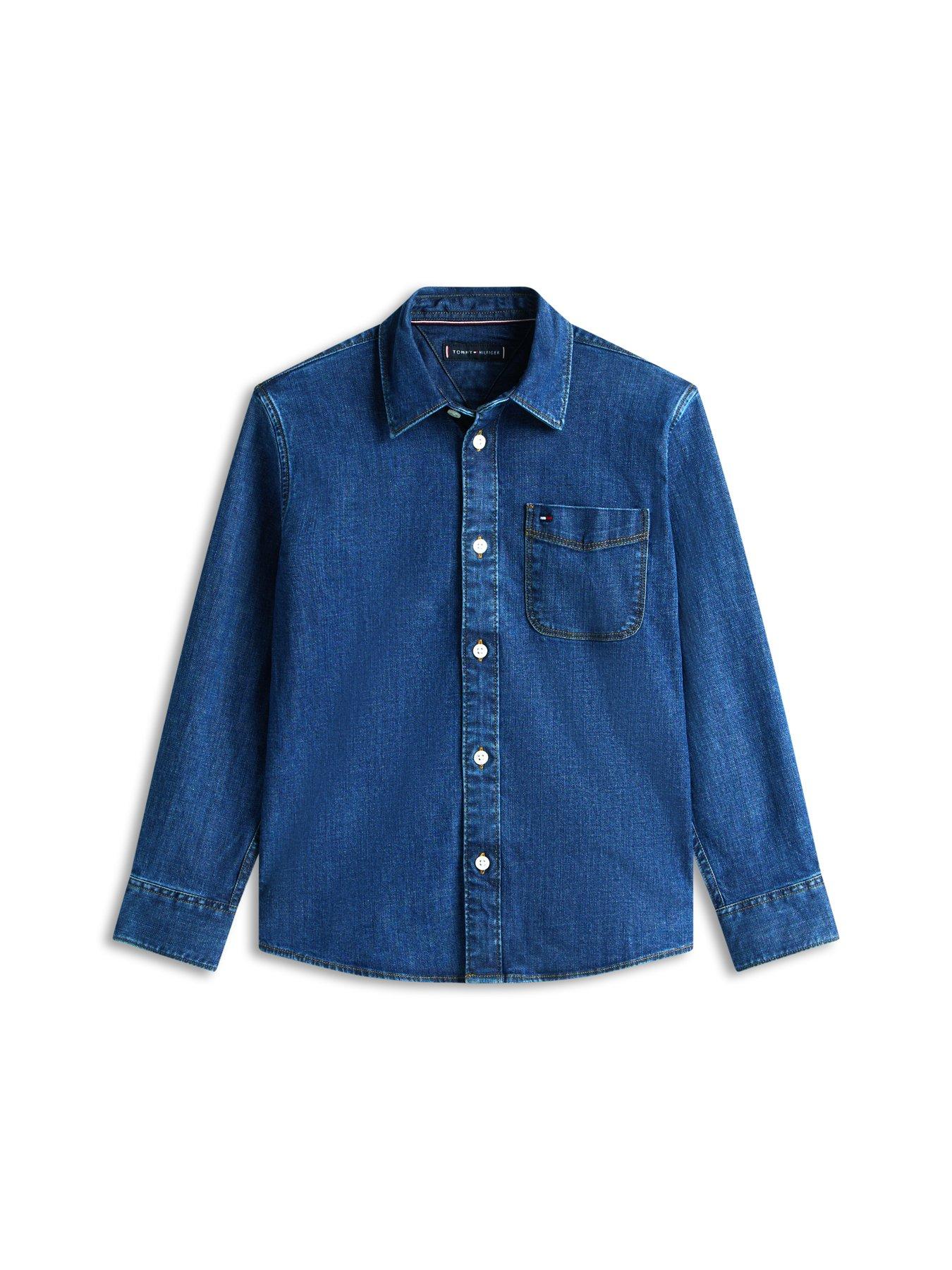 Image 5 of 5 of Tommy Hilfiger Boys Relaxed Denim Shirt - Dark Blue