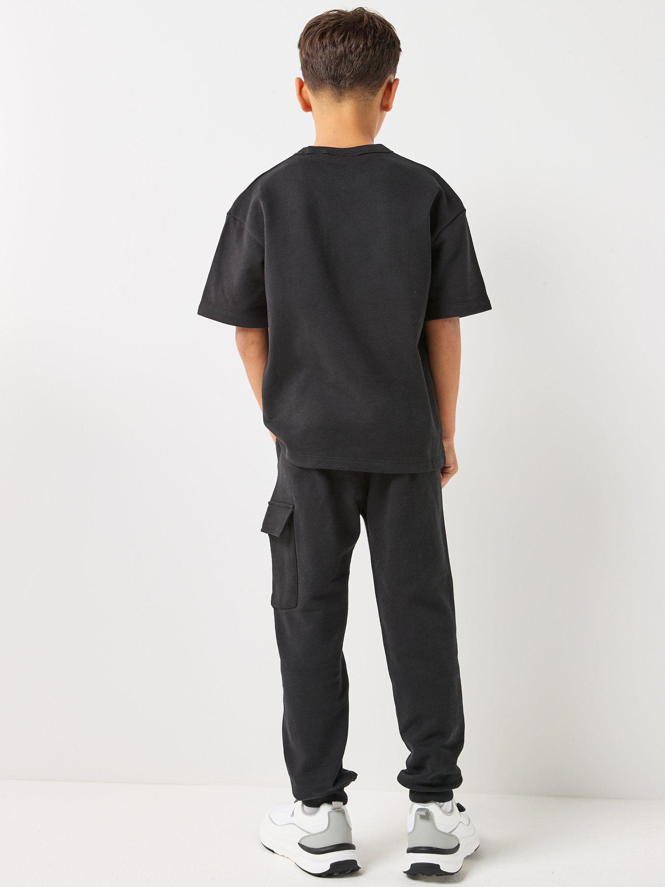 Image 2 of 6 of Calvin Klein Jeans Boys Short Sleeve T-Shirt And Jogger Set - Black