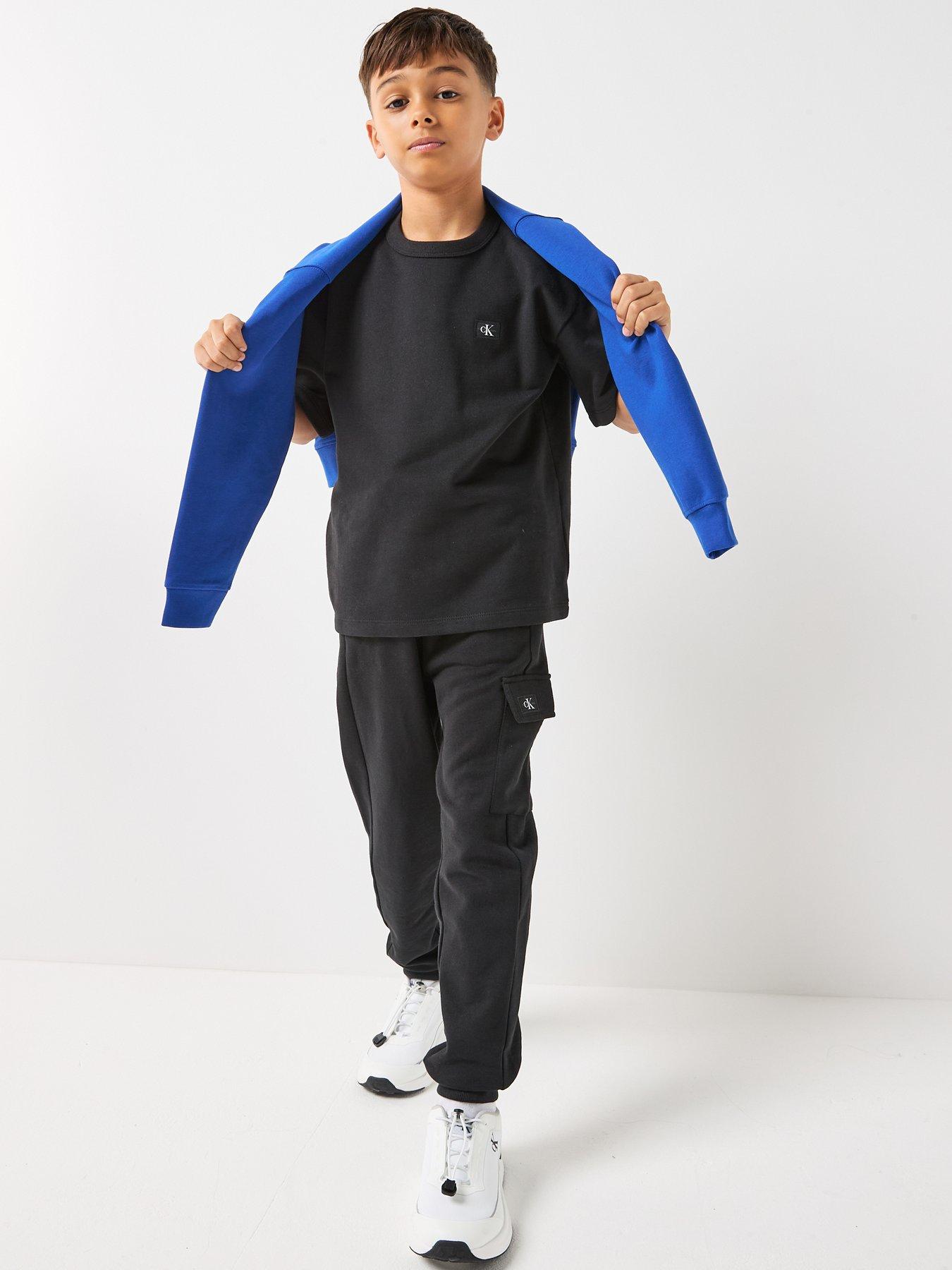 Image 3 of 6 of Calvin Klein Jeans Boys Short Sleeve T-Shirt And Jogger Set - Black