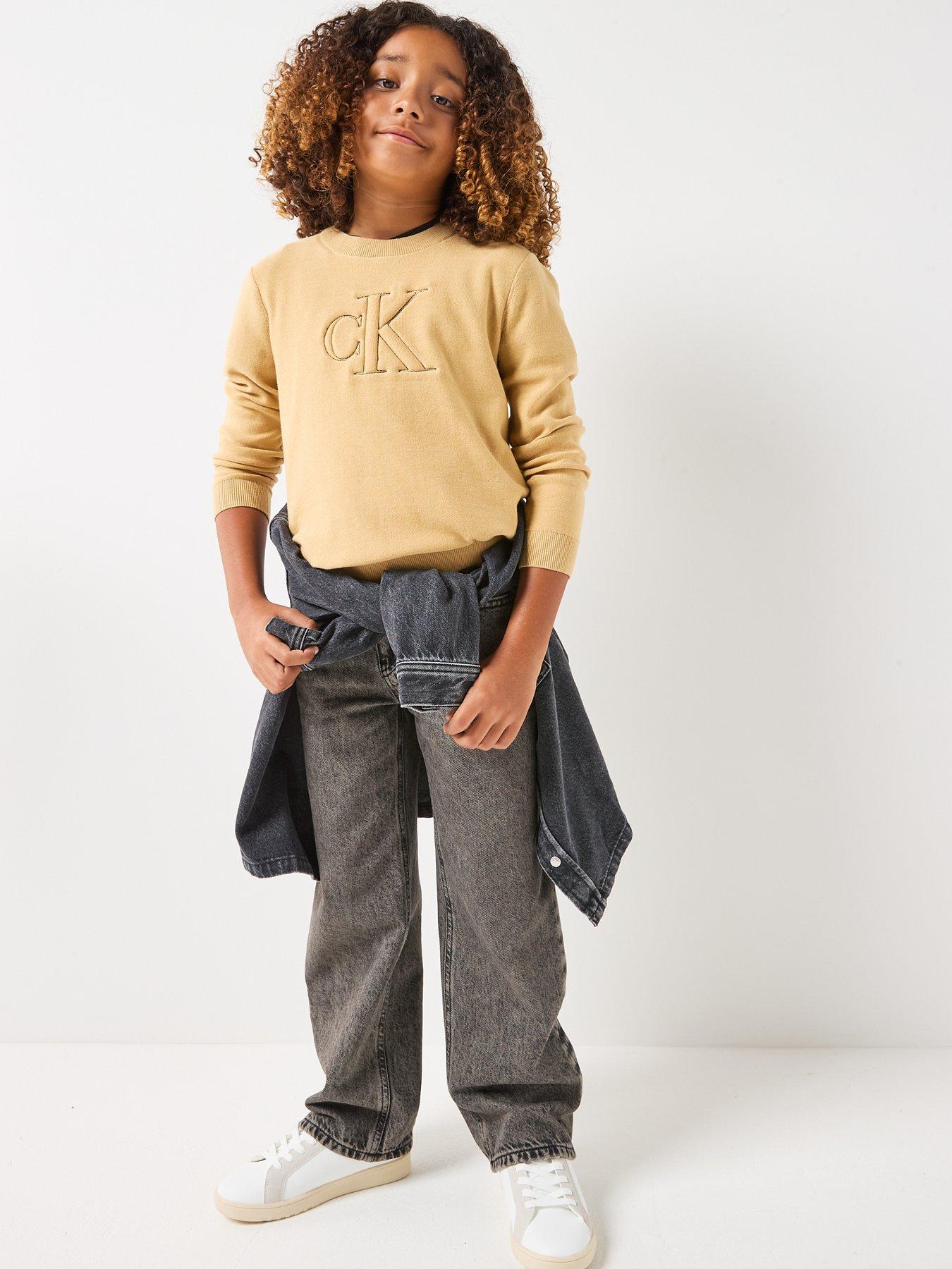 Image 3 of 5 of Calvin Klein Jeans Boys Quilted Monogram Sweater - Beige