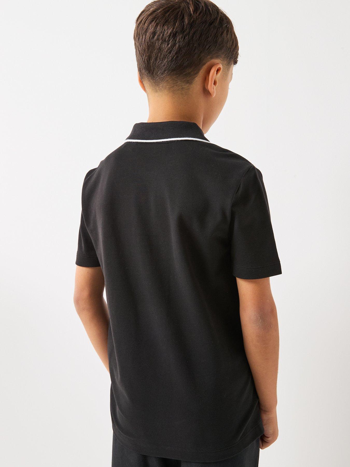 Image 2 of 4 of Calvin Klein Jeans Boys Ck Logo Short Sleeve Pique Polo Shirt - Black