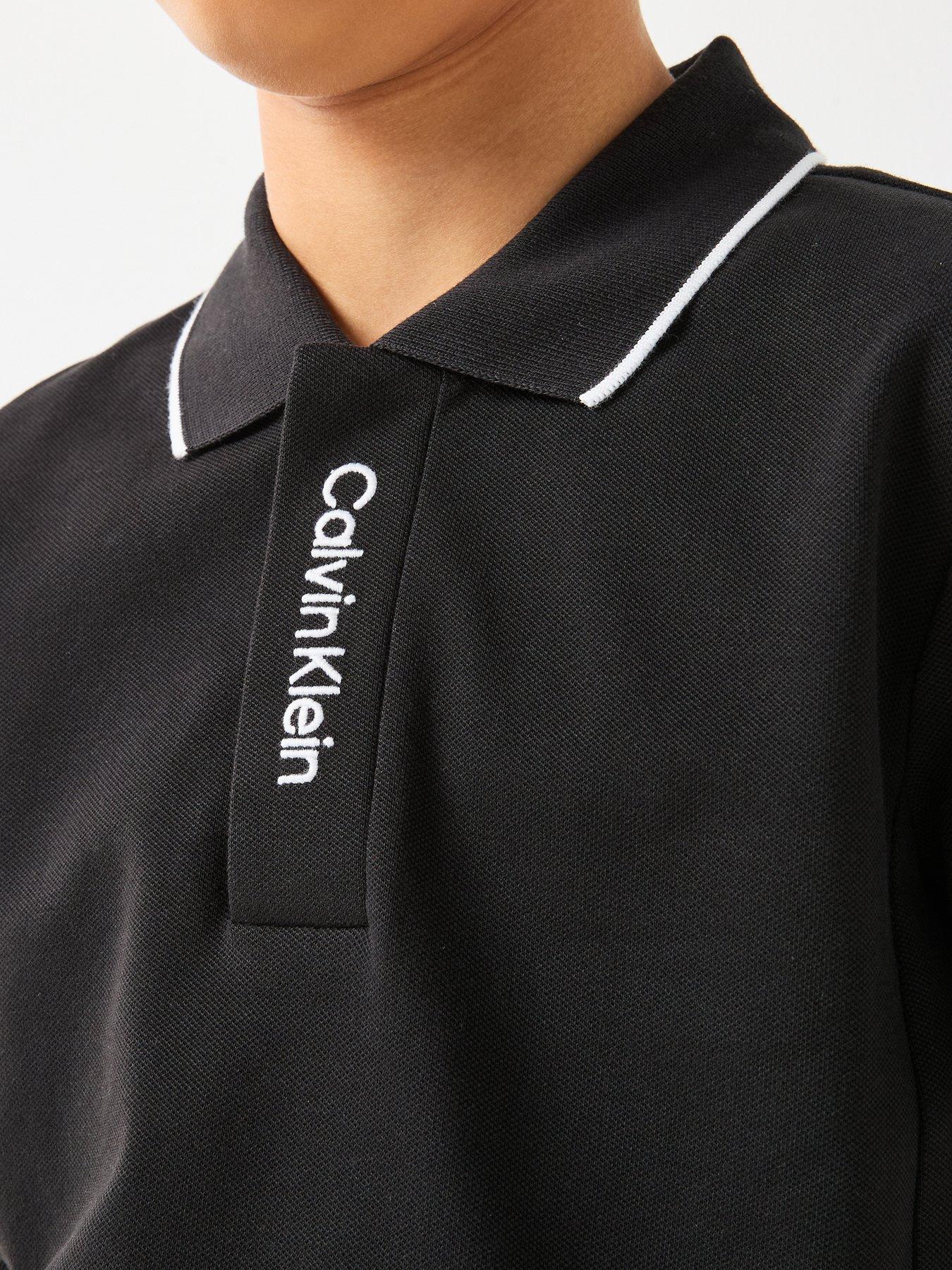 Image 4 of 4 of Calvin Klein Jeans Boys Ck Logo Short Sleeve Pique Polo Shirt - Black