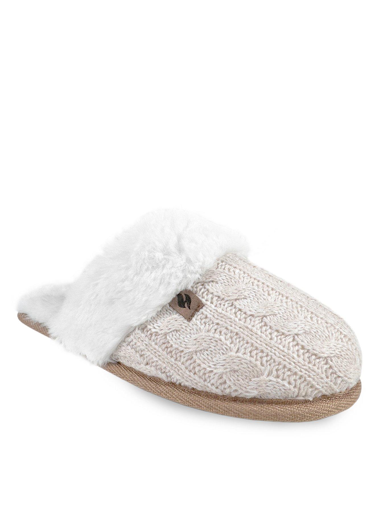 Image 2 of 3 of Heat Holders Thermal Cable Knit Slippers - Cream