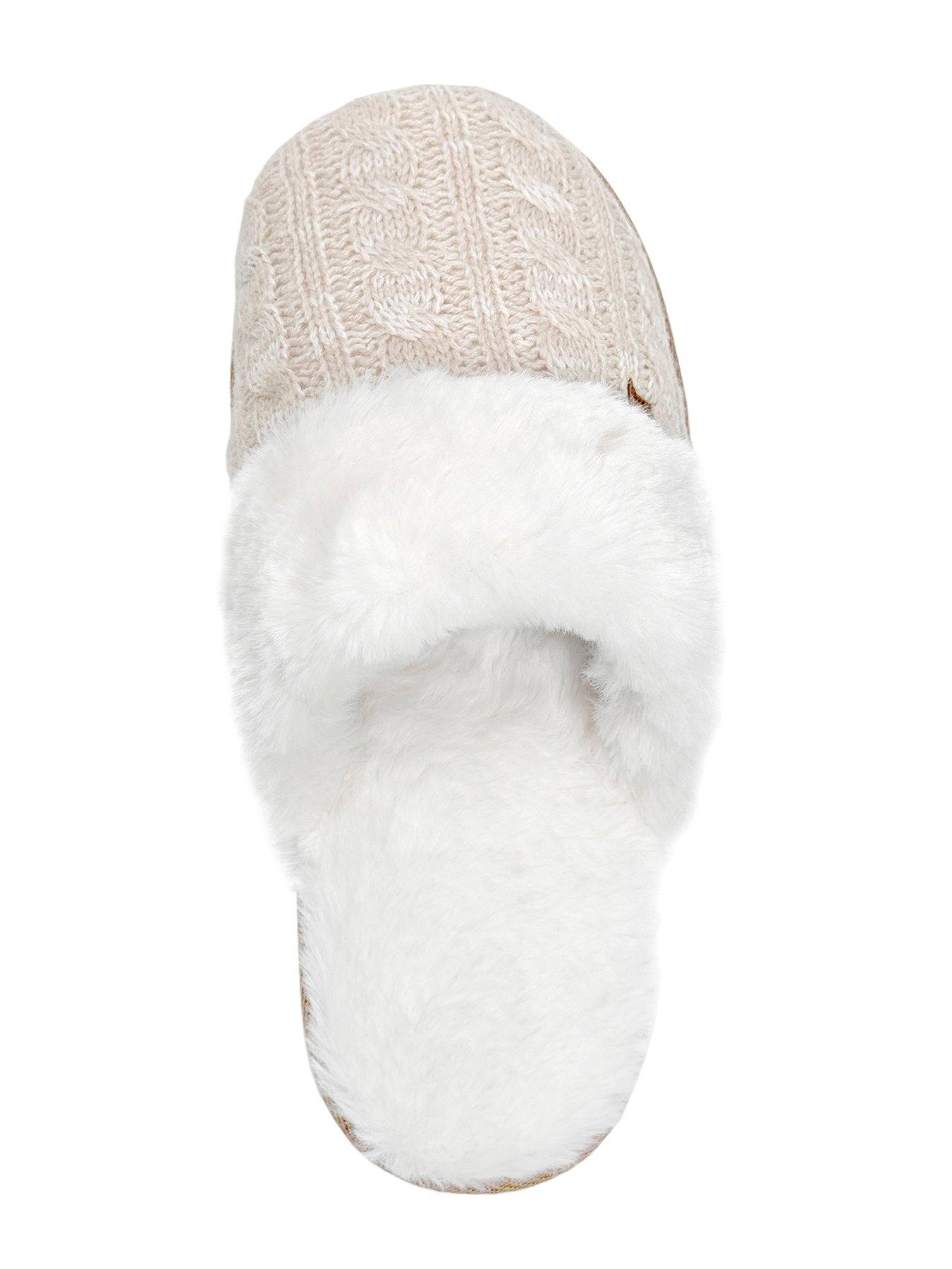 Image 3 of 3 of Heat Holders Thermal Cable Knit Slippers - Cream