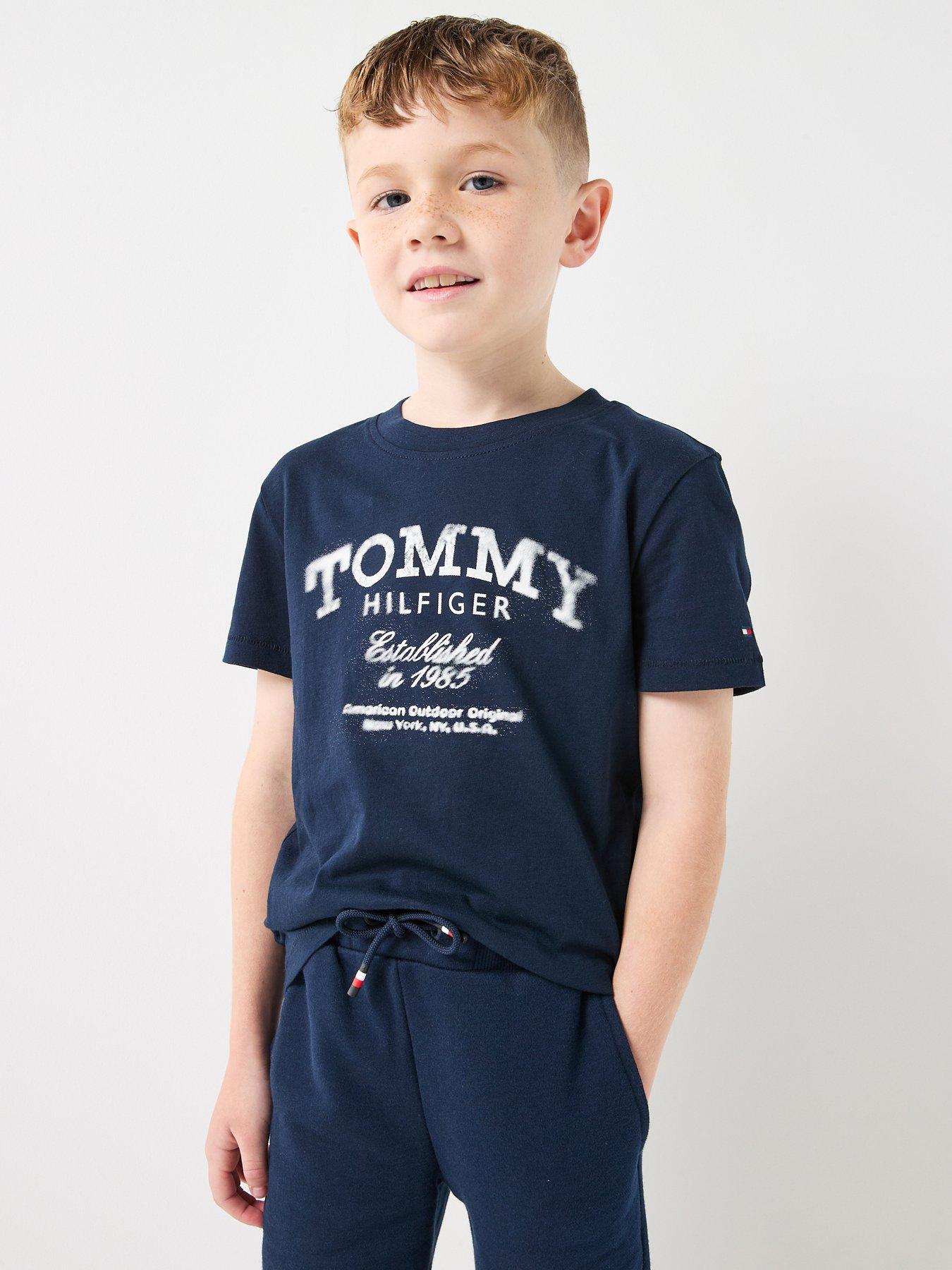 Image 1 of 5 of Tommy Hilfiger Boys Faded Print Short Sleeve T-Shirt - Navy