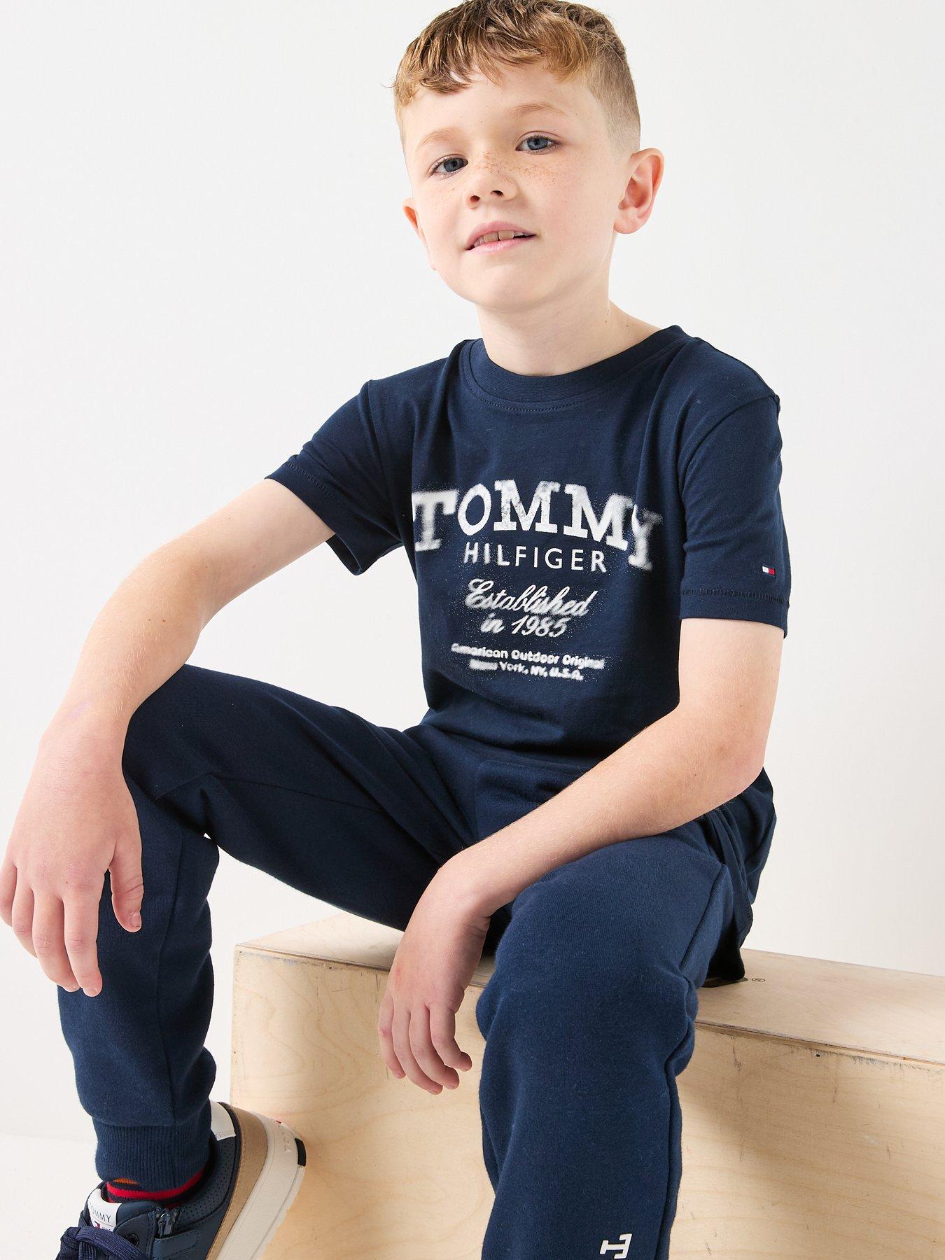 Image 5 of 5 of Tommy Hilfiger Boys Faded Print Short Sleeve T-Shirt - Navy