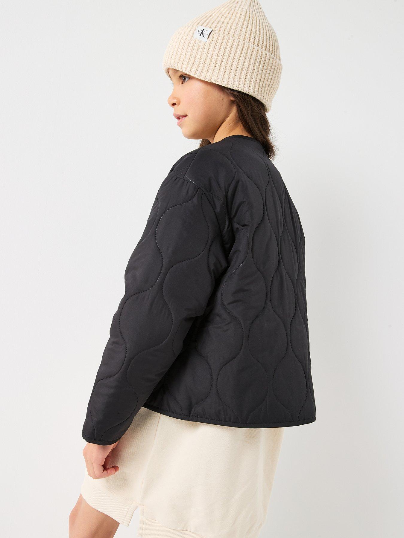  image of calvin-klein-jeans-girls-quilted-jacket-black