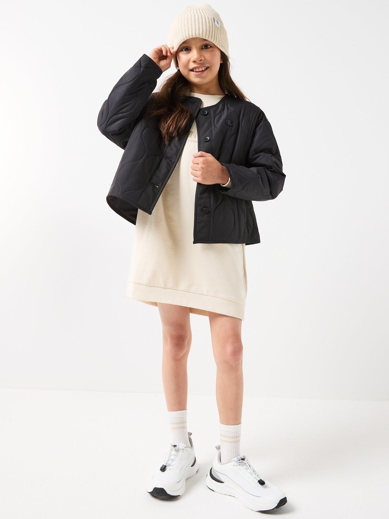  image of calvin-klein-jeans-girls-quilted-jacket-black