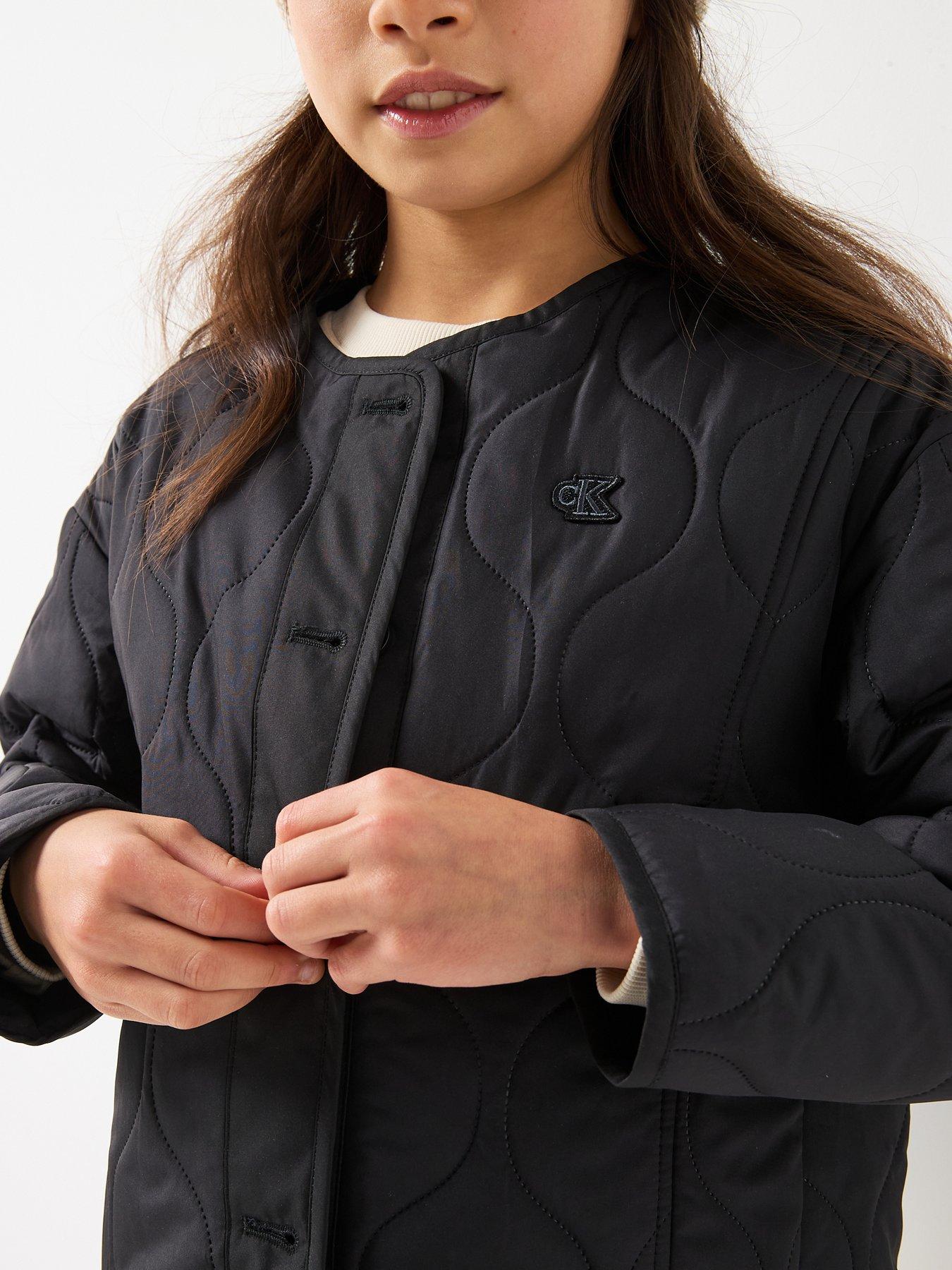  image of calvin-klein-jeans-girls-quilted-jacket-black