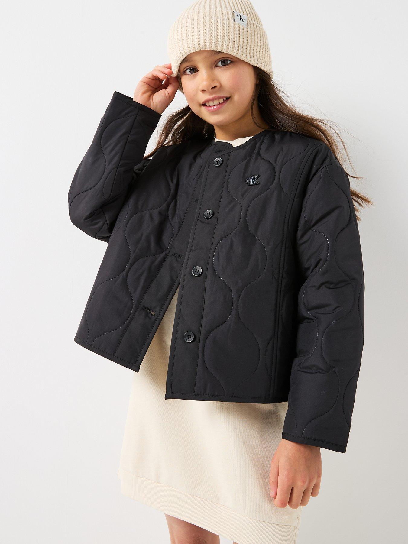 image of calvin-klein-jeans-girls-quilted-jacket-black
