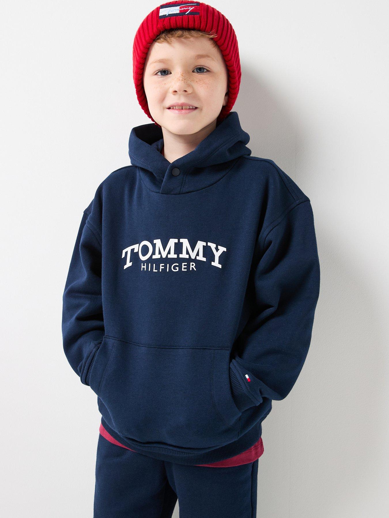 Image 1 of 5 of Tommy Hilfiger Boys Monotype Print Hoodie - Navy
