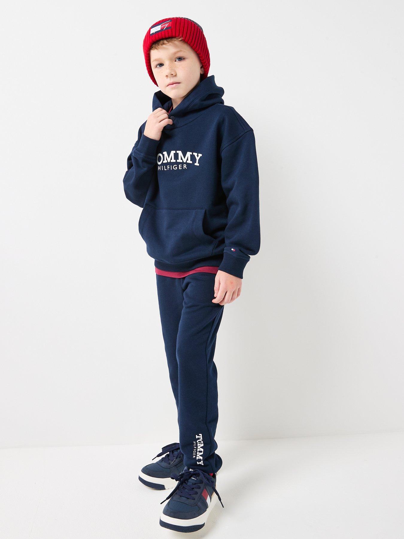 Image 3 of 5 of Tommy Hilfiger Boys Monotype Print Hoodie - Navy