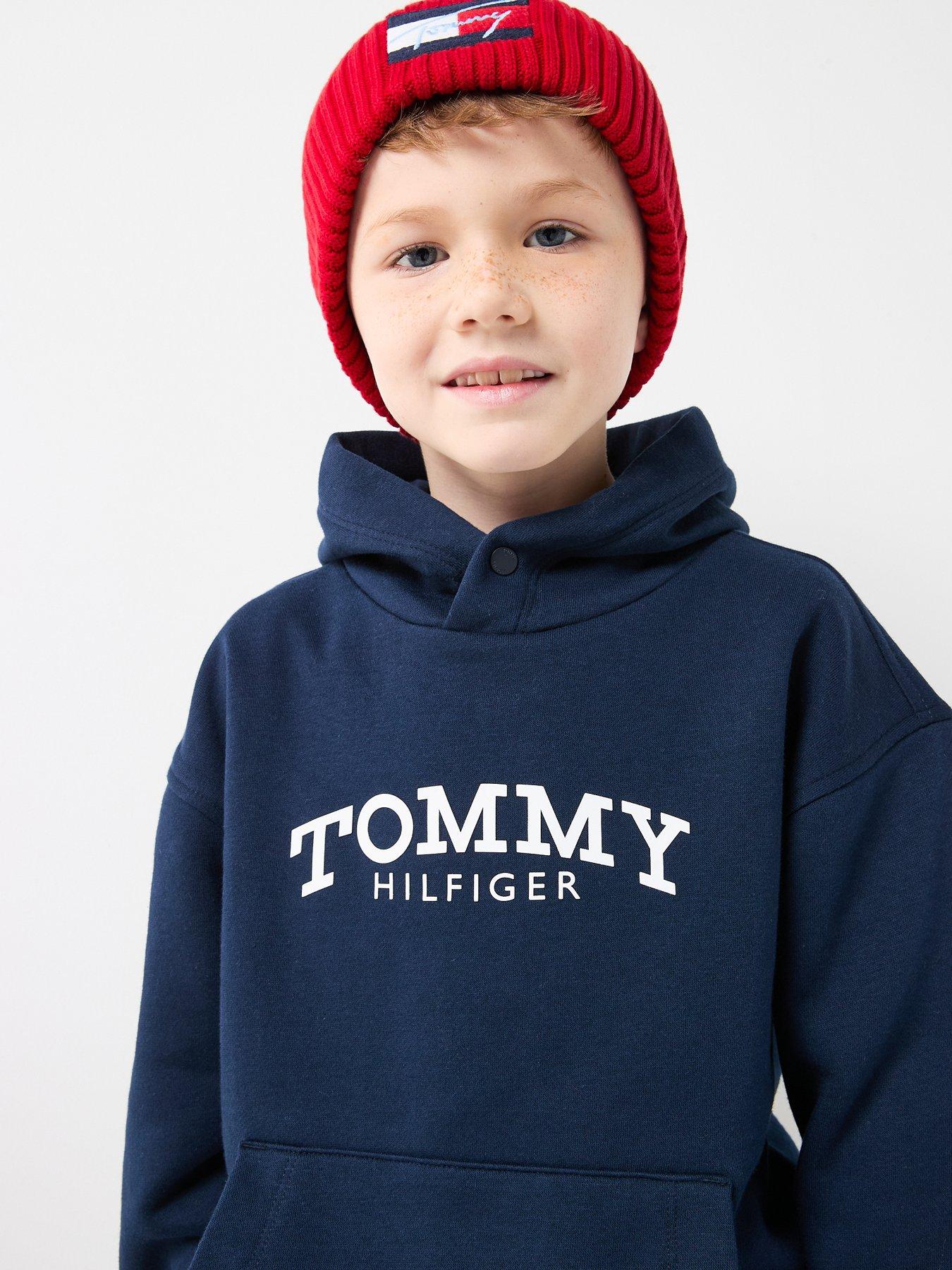 Image 4 of 5 of Tommy Hilfiger Boys Monotype Print Hoodie - Navy
