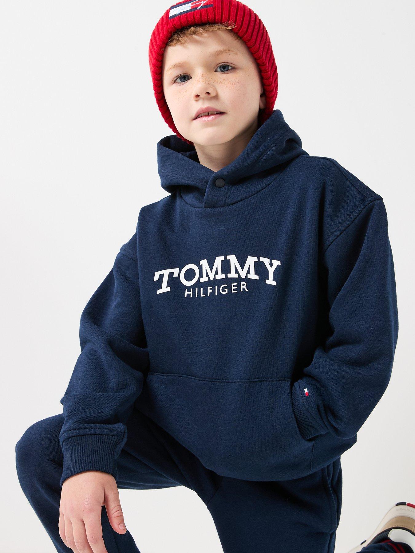 Image 5 of 5 of Tommy Hilfiger Boys Monotype Print Hoodie - Navy