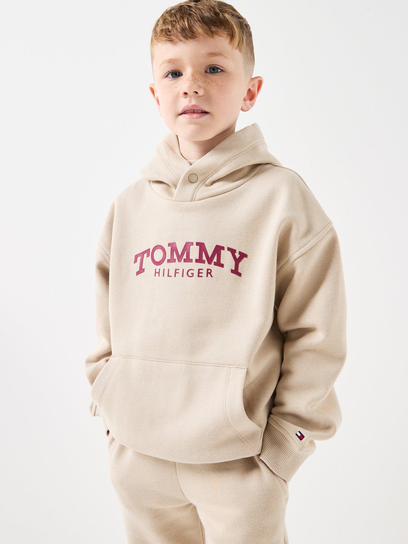 Image 1 of 6 of Tommy Hilfiger Boys Monotype Print Hoodie - Beige
