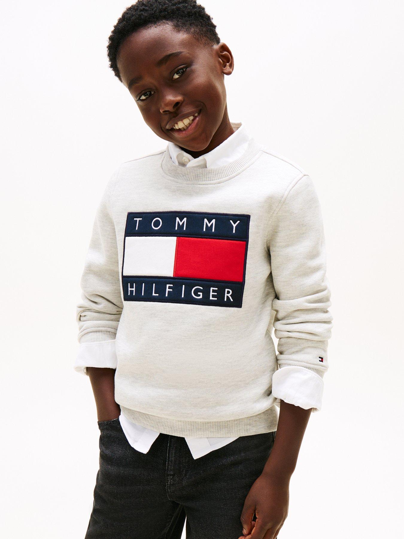 Image 1 of 7 of Tommy Hilfiger Kids Heritage Flag Sweatshirt - Grey