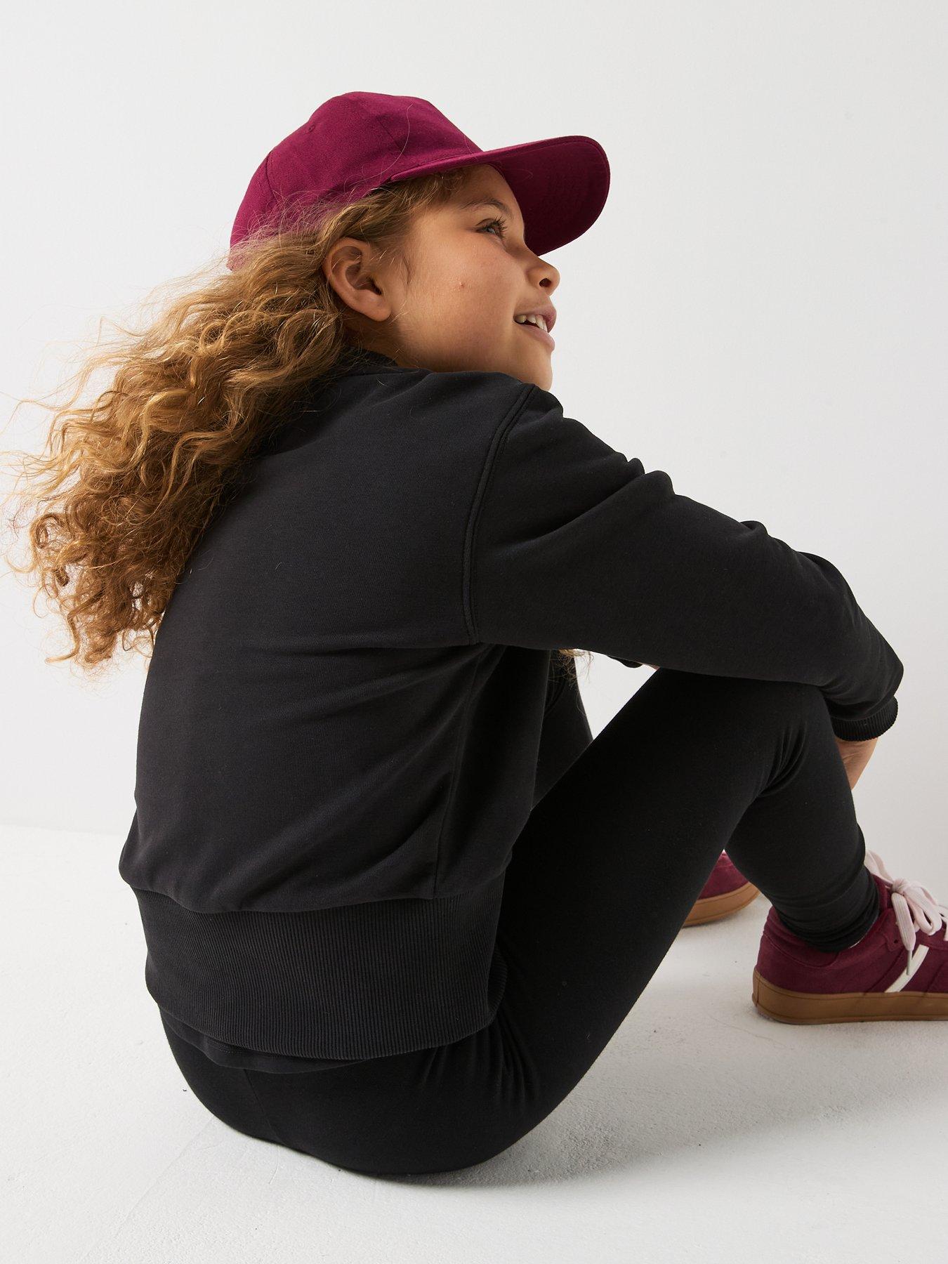  image of tommy-hilfiger-girls-long-sleeve-crew-neck-top-and-legging-set-black