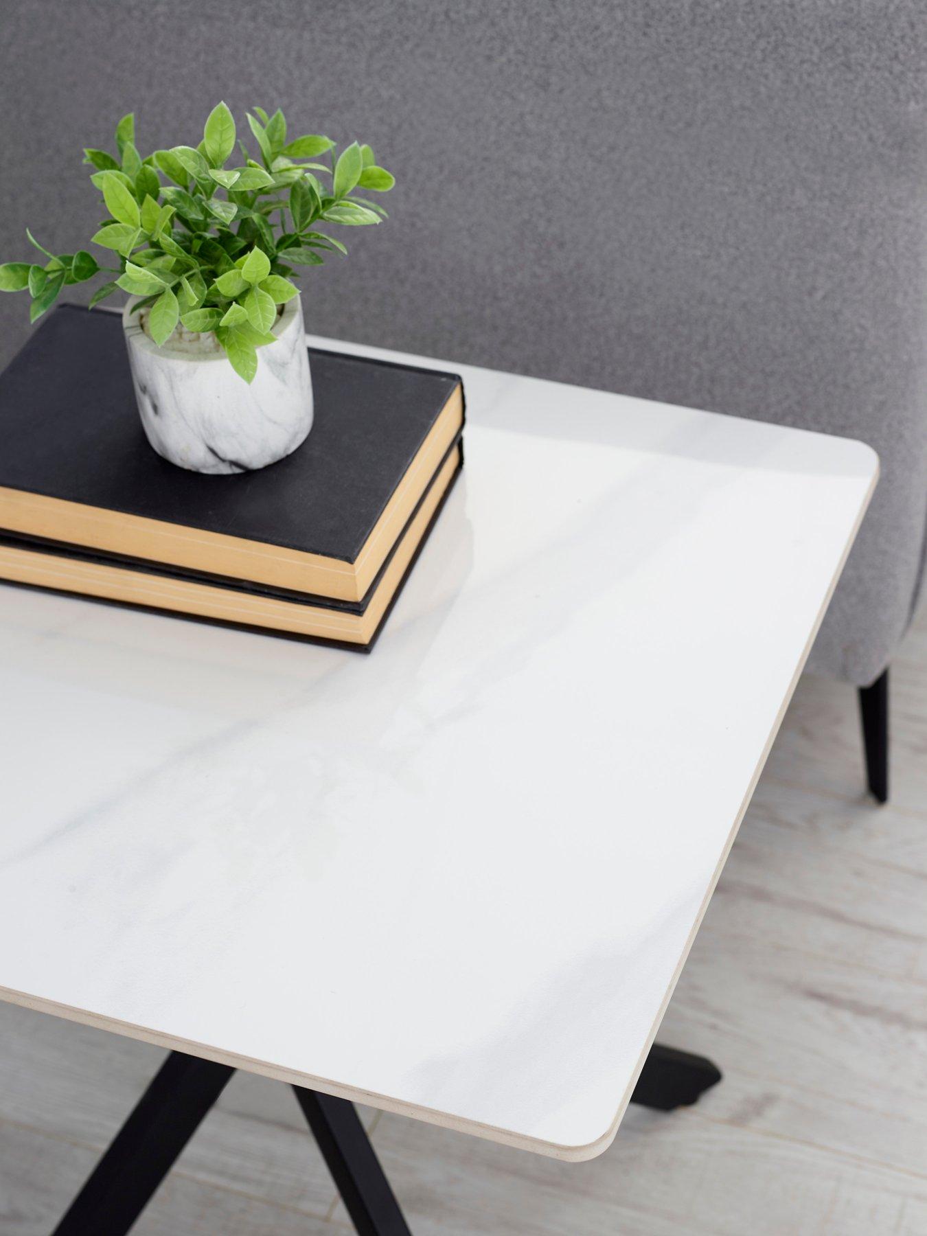 Image 4 of 4 of Julian Bowen Bradley White Marble Lamp Table