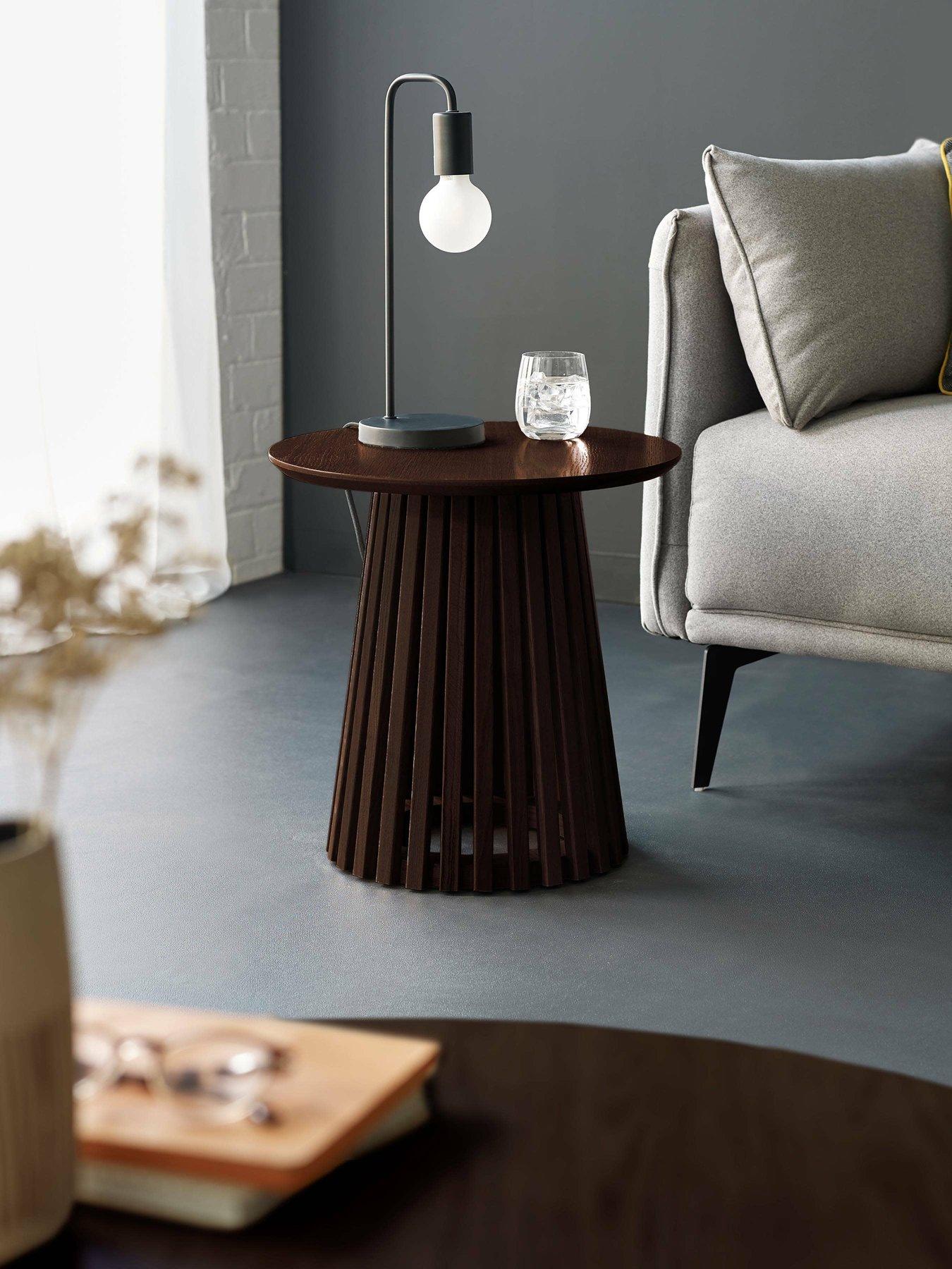 Image 1 of 4 of Julian Bowen Ollie Slatted Lamp Table - Cocoa Oak