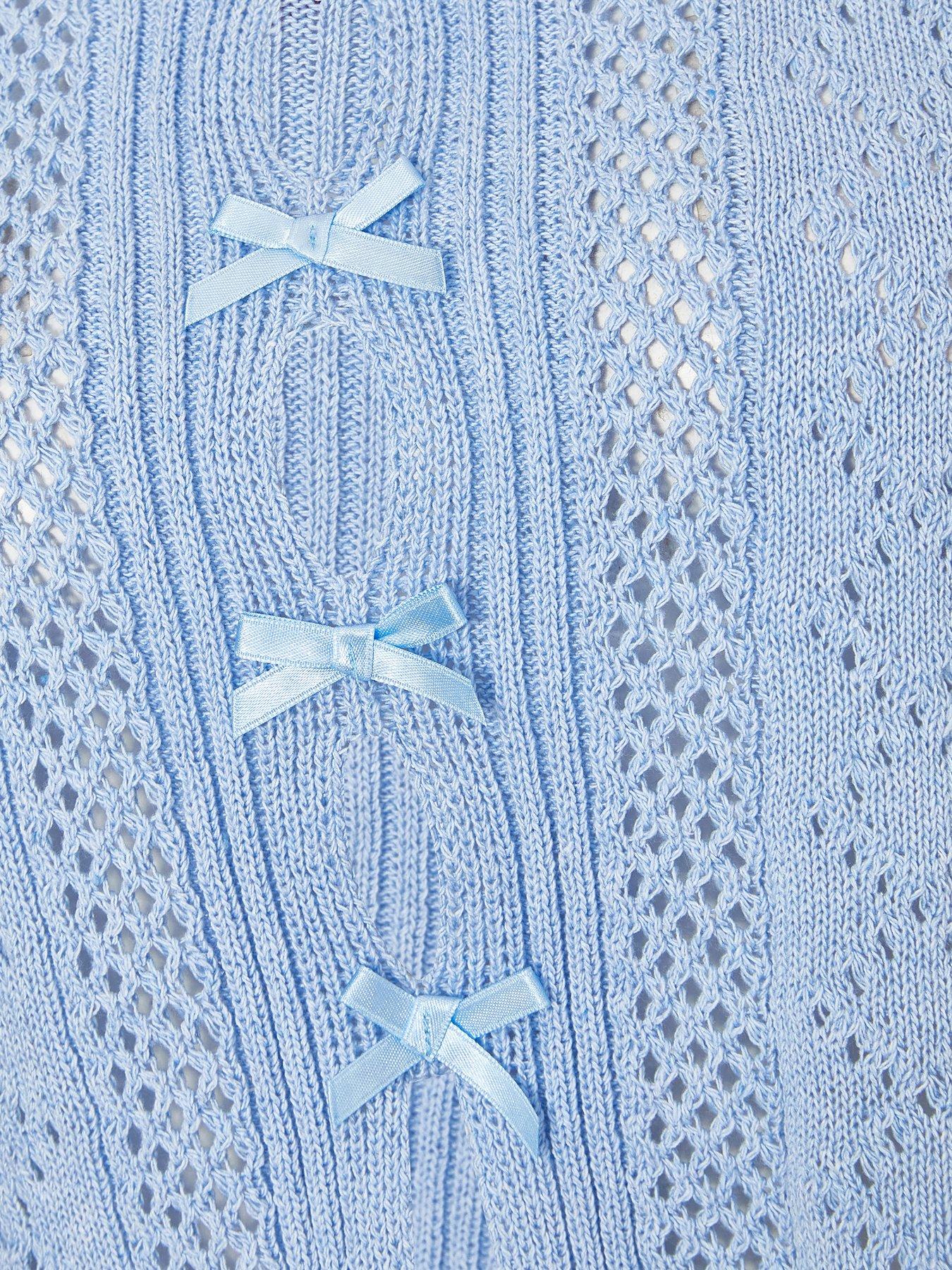 Image 6 of 6 of Quiz Light Blue Knit Bow Top