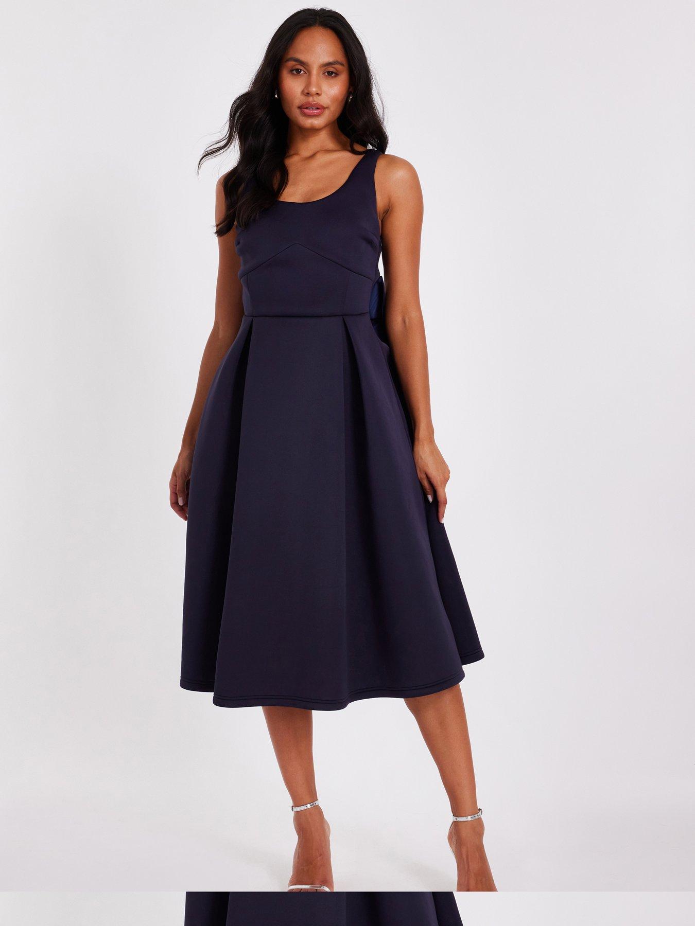 undefined Navy Corset Detail Midi Dress