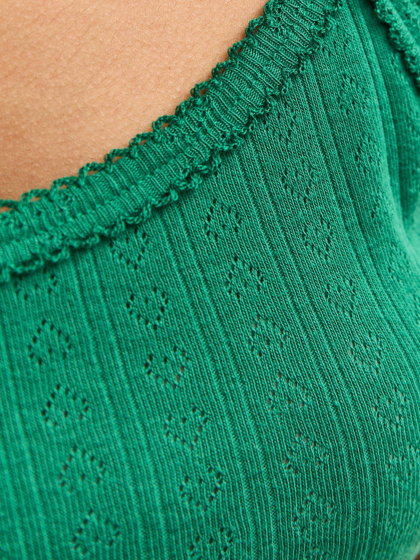  image of new-look-915-girls-pointelle-tank-top-and-shorts-pyjama-set-dark-green