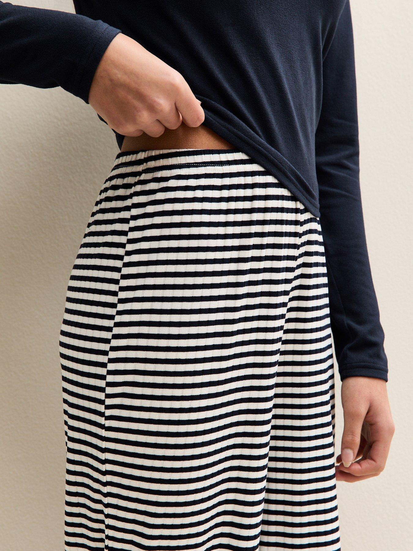  image of new-look-915-girls-long-sleeve-top-and-striped-trousers-pyjamas-set-navy