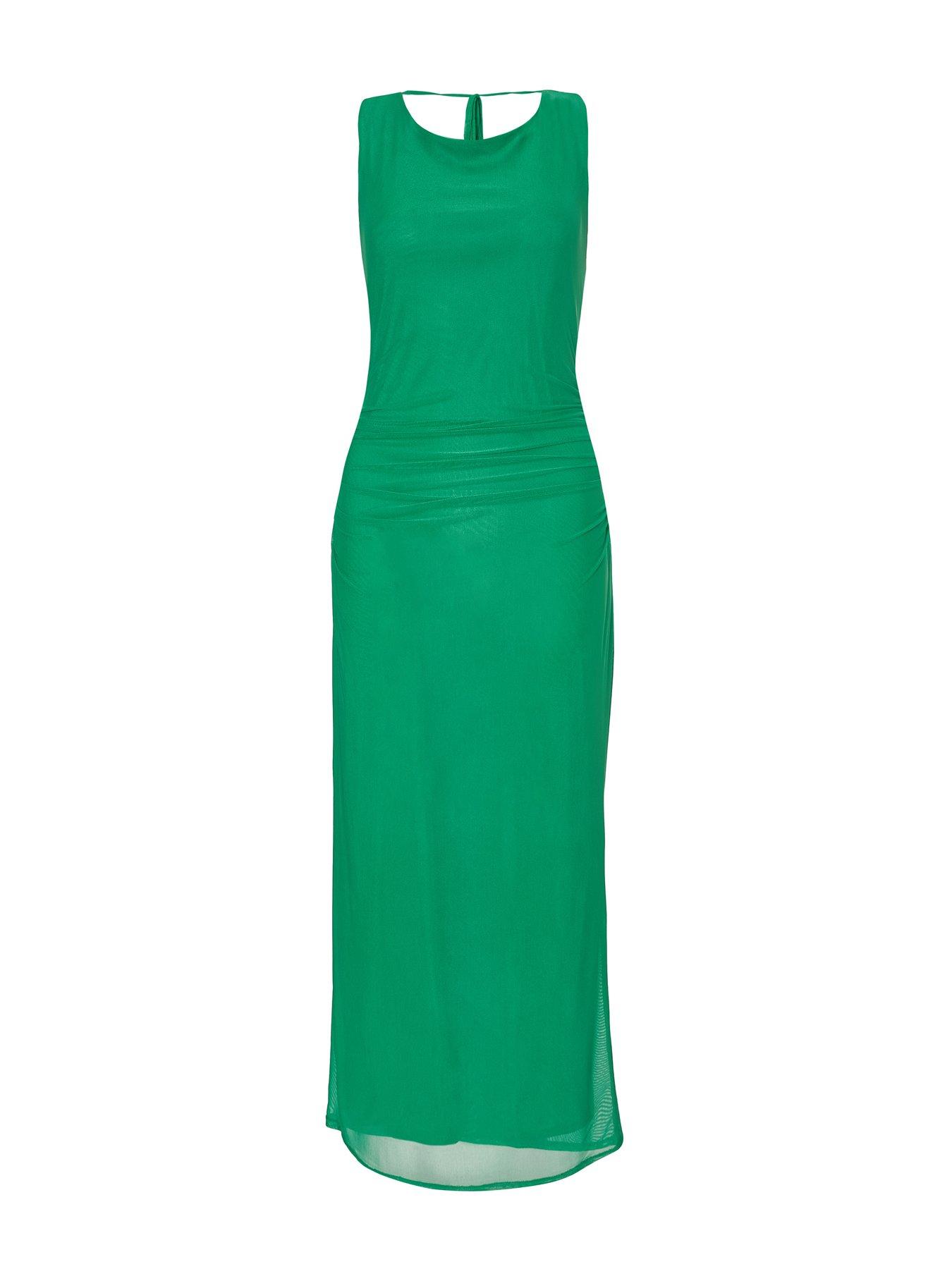 Image 4 of 6 of Quiz Green Mesh Midaxi Dress