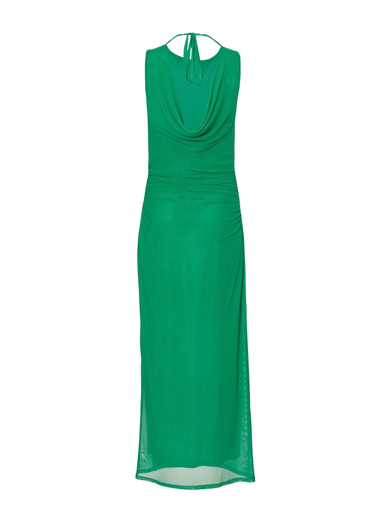 Image 5 of 6 of Quiz Green Mesh Midaxi Dress