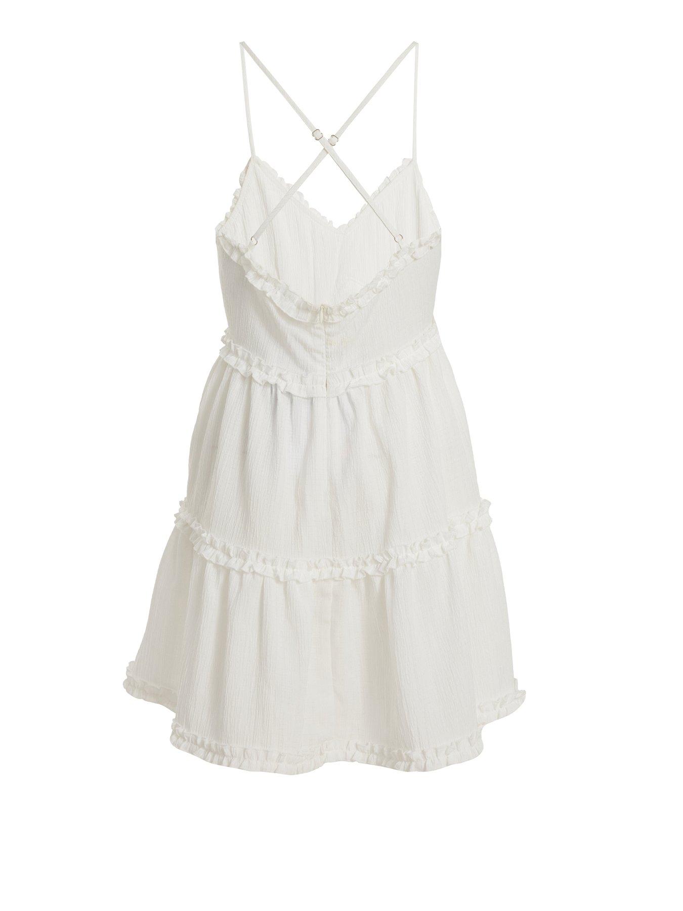 Image 5 of 6 of Quiz White Woven Mini Skater Dress