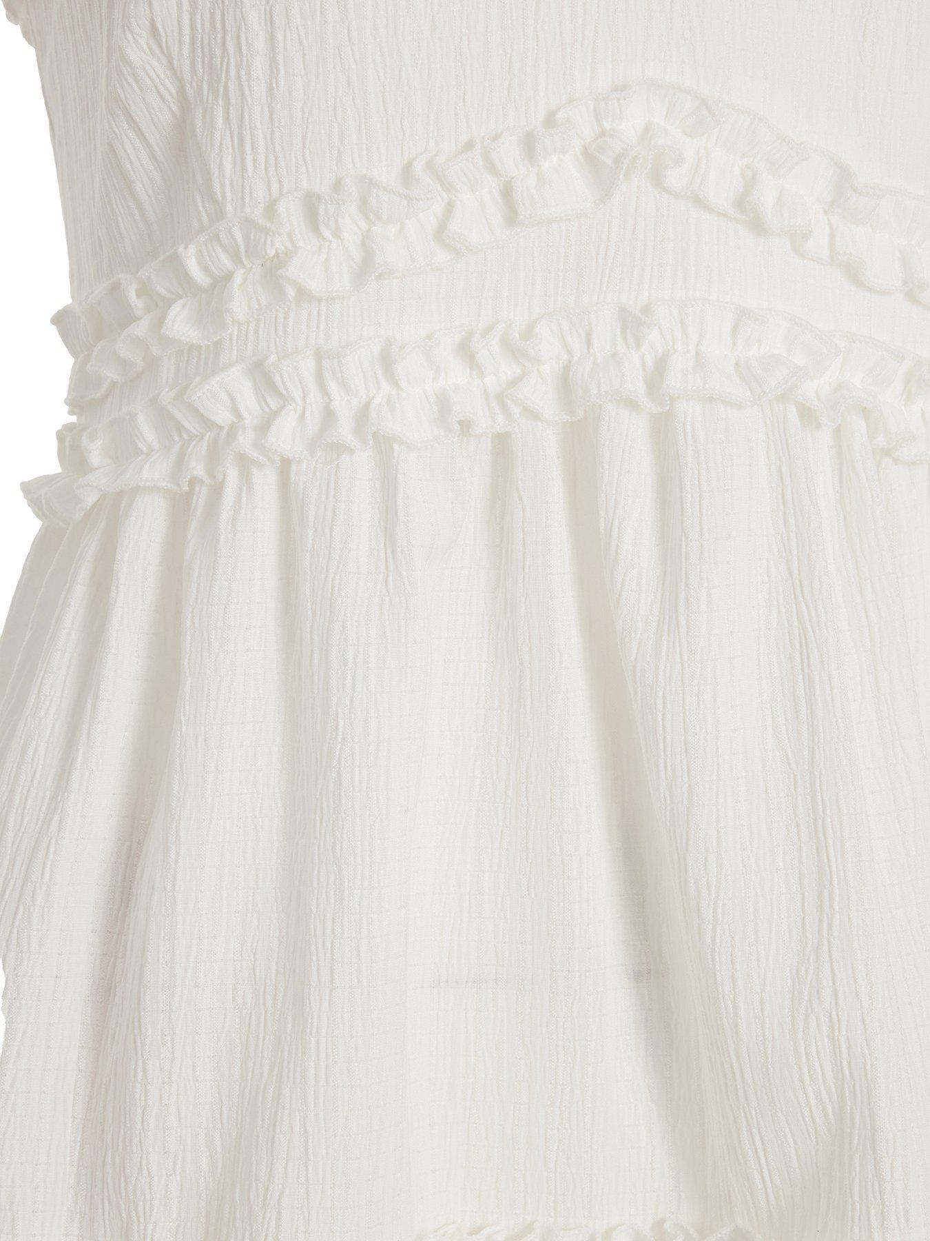 Image 6 of 6 of Quiz White Woven Mini Skater Dress