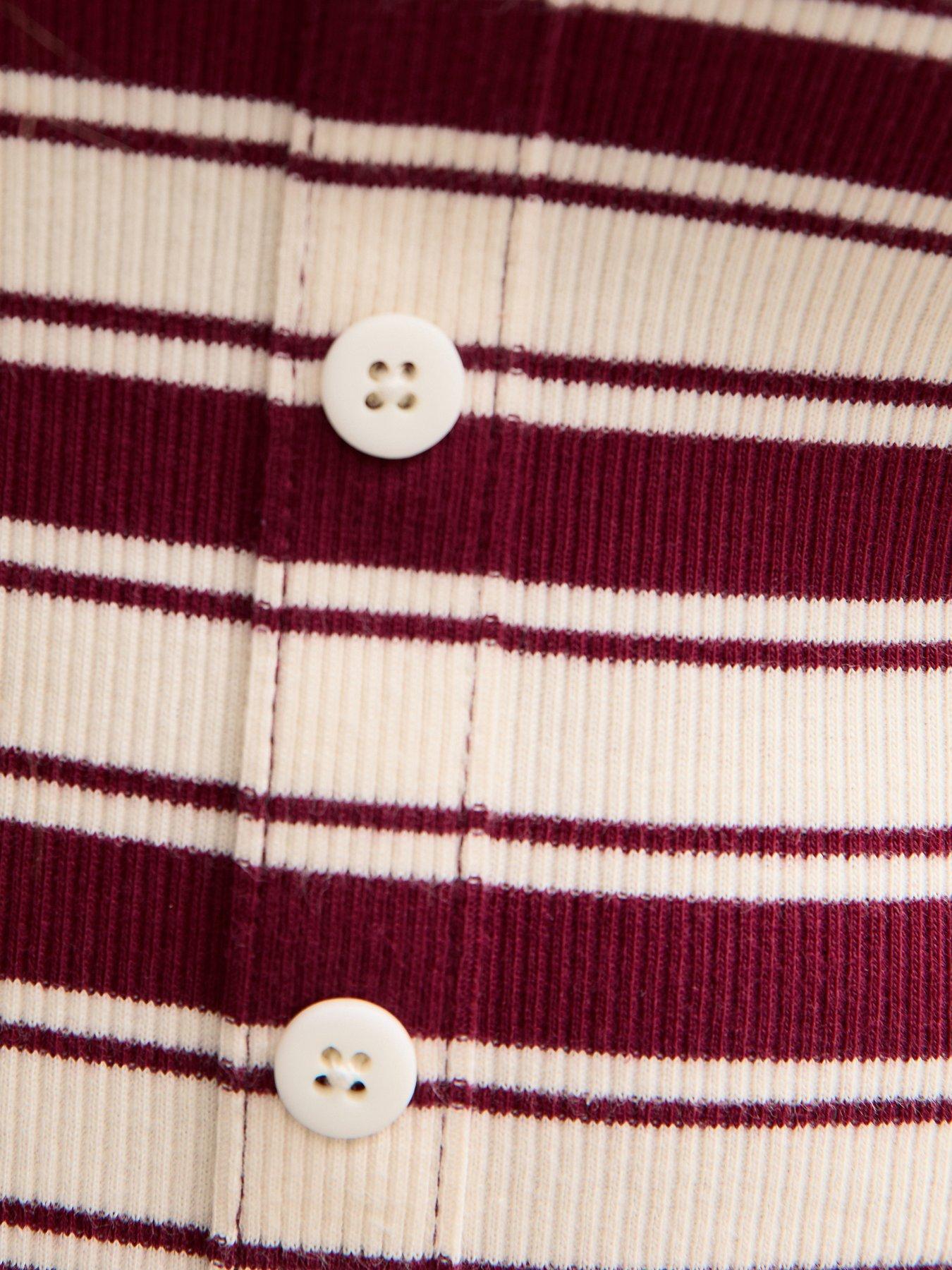  image of new-look-915-girls-stripe-cropped-long-sleeve-top--red