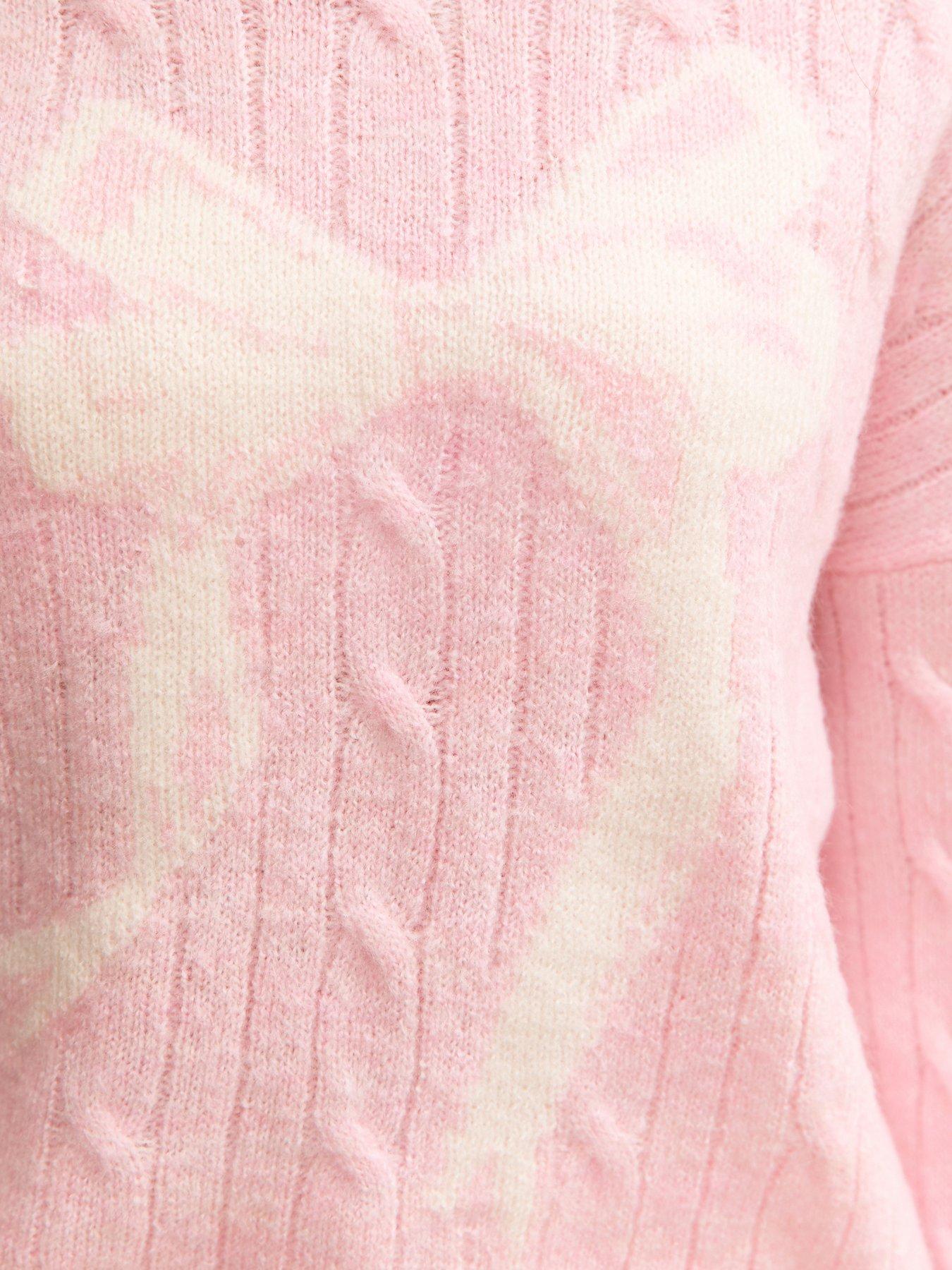  image of new-look-915-girls-light-pink-cable-knit-bow-jumper