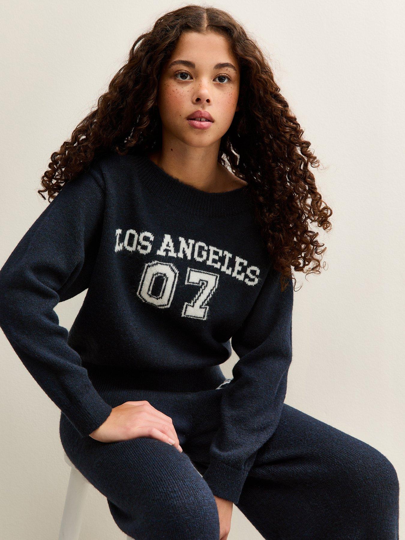  image of new-look-915-girls-knitted-los-angeles-07-slash-neck-jumper-navy