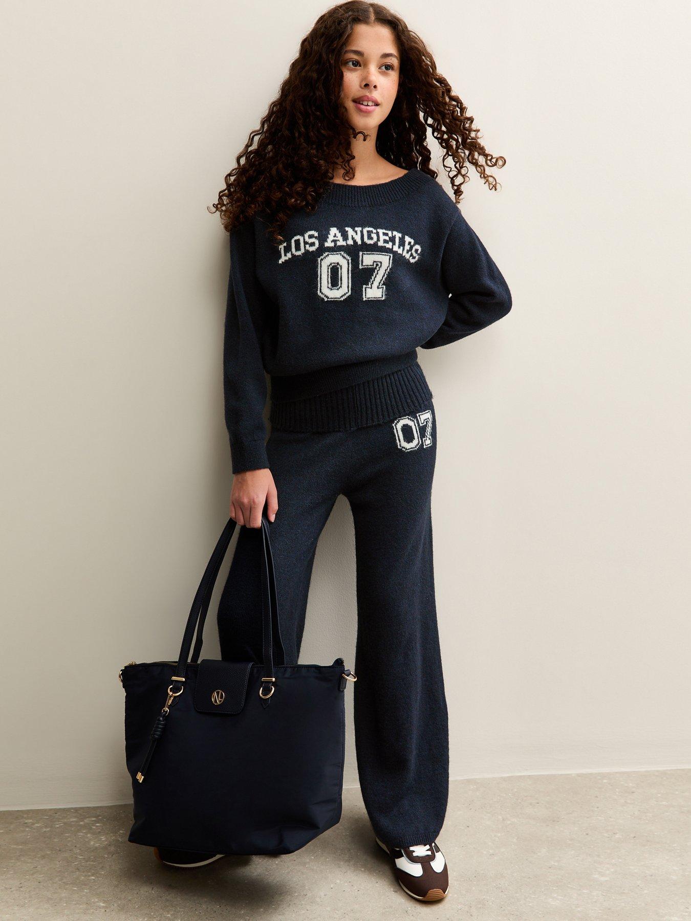  image of new-look-915-girls-knitted-los-angeles-07-slash-neck-jumper-navy