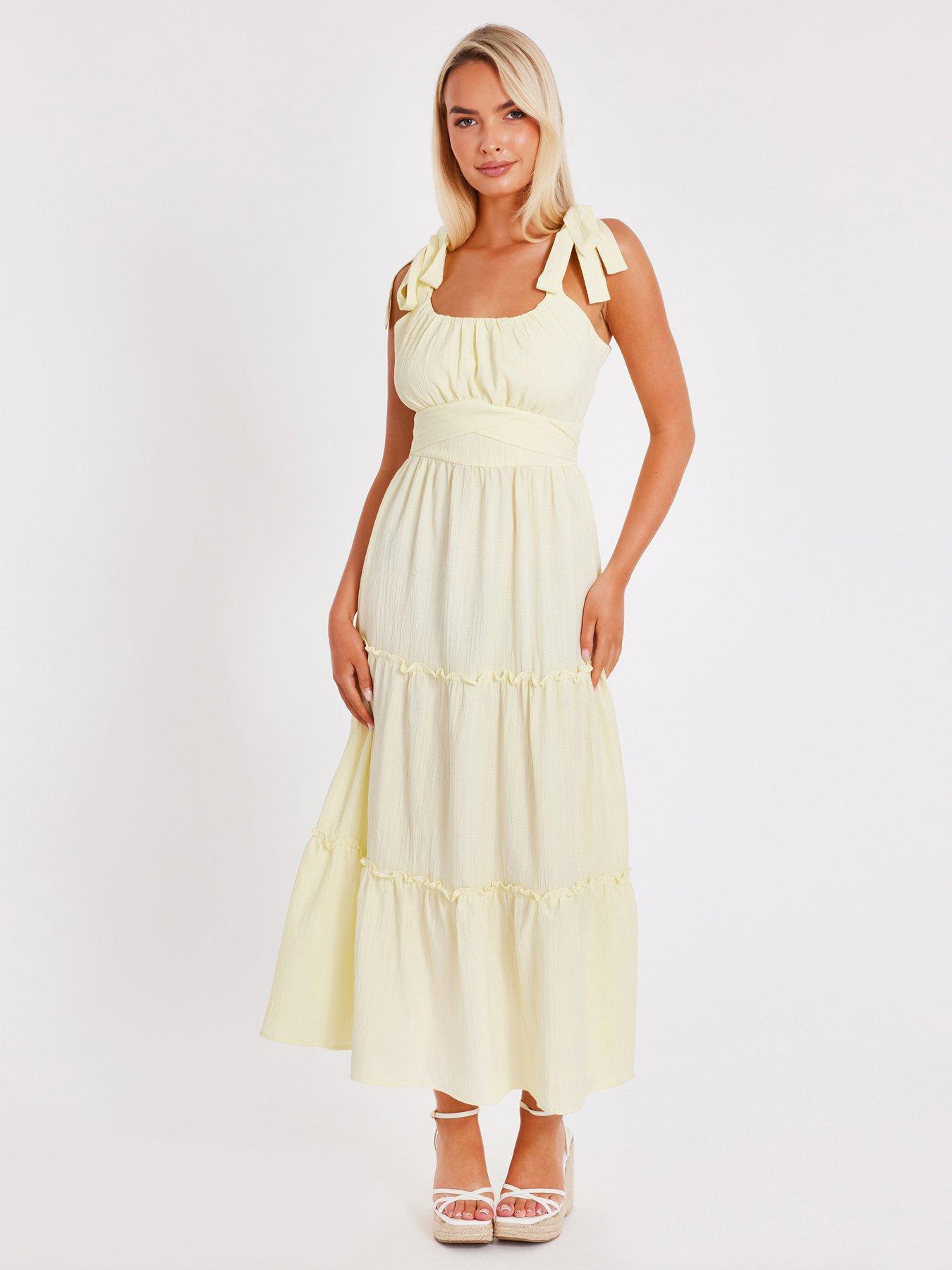 Image 1 of 6 of Quiz Pale Blue Crinkle Midaxi Dress