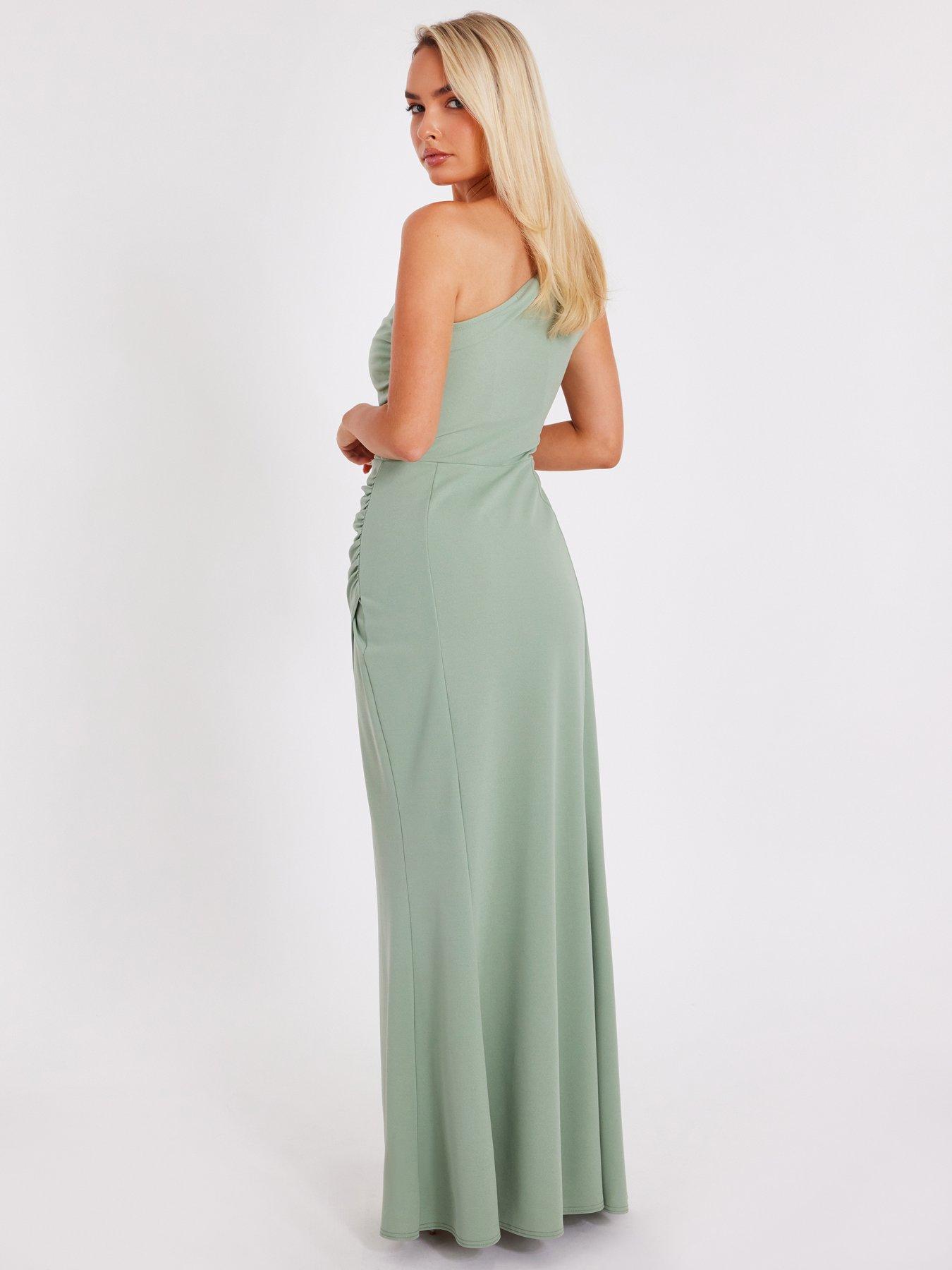 Image 2 of 6 of Quiz Green Corsage Maxi Dress