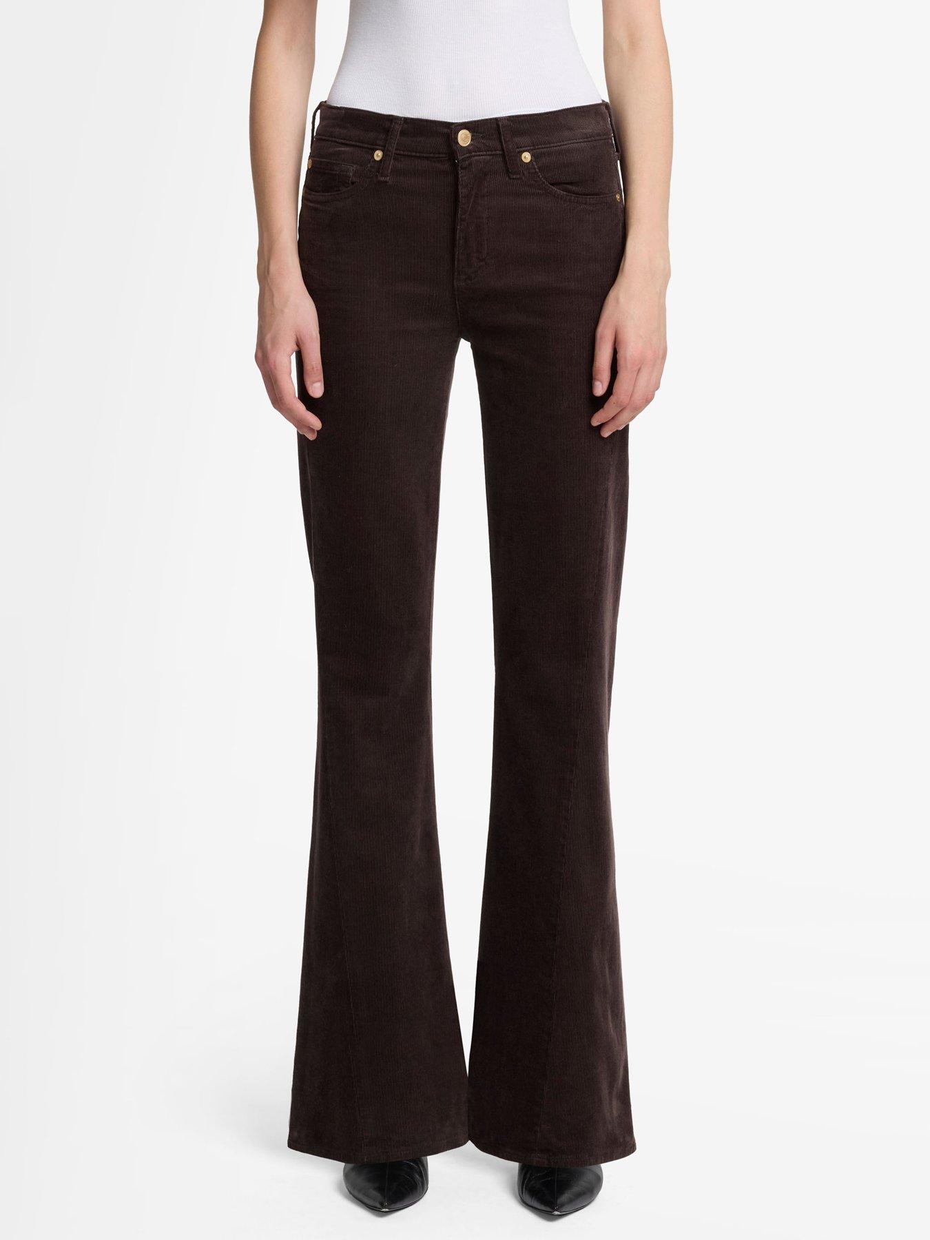 7 FOR ALL MANKIND Corduroy Twisted Dojo Tailorless Flare Jeans - Dark Brown