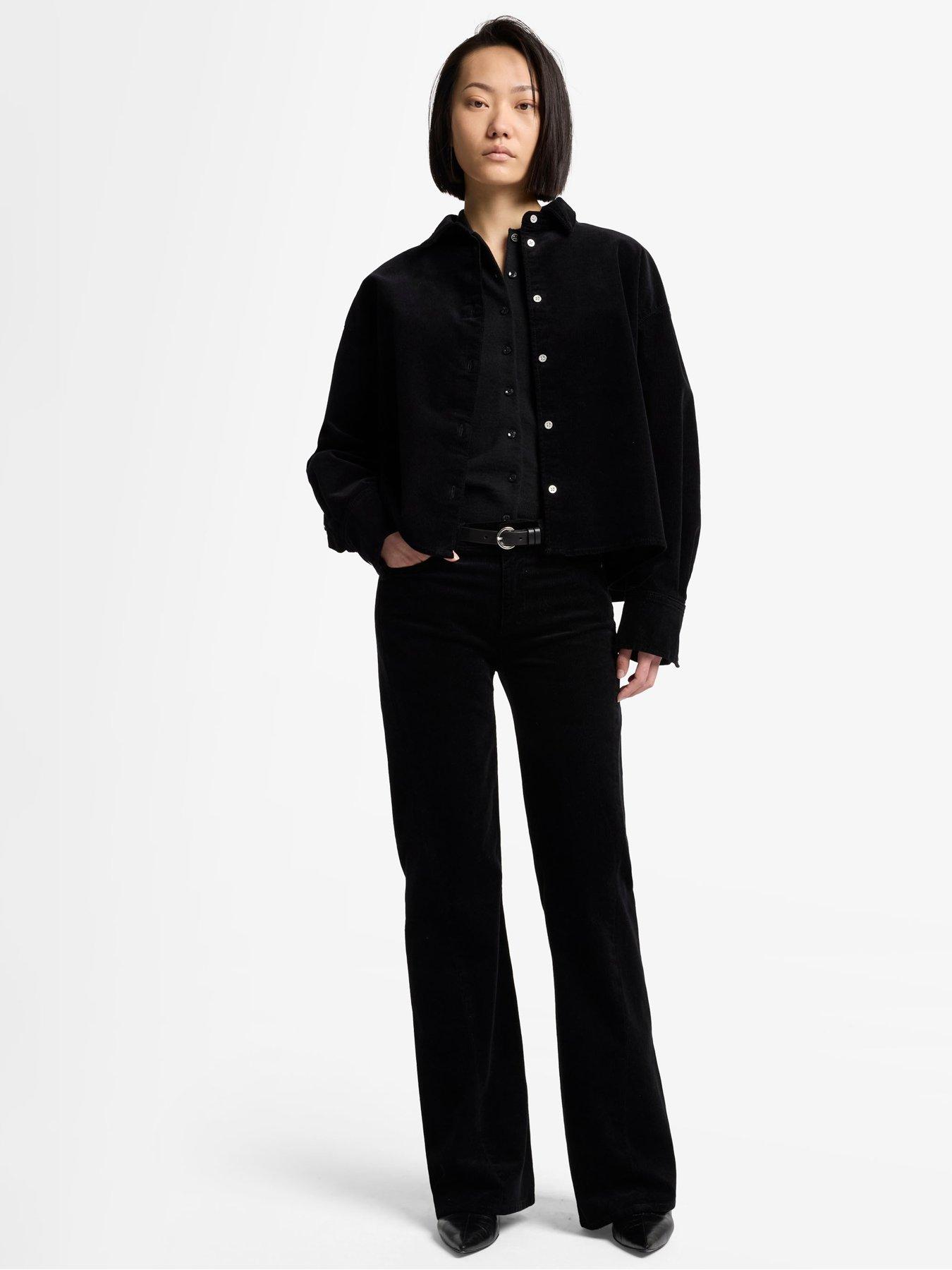 Image 3 of 6 of 7 FOR ALL MANKIND Corduroy Twisted Dojo Tailorless Flare Jeans - Black