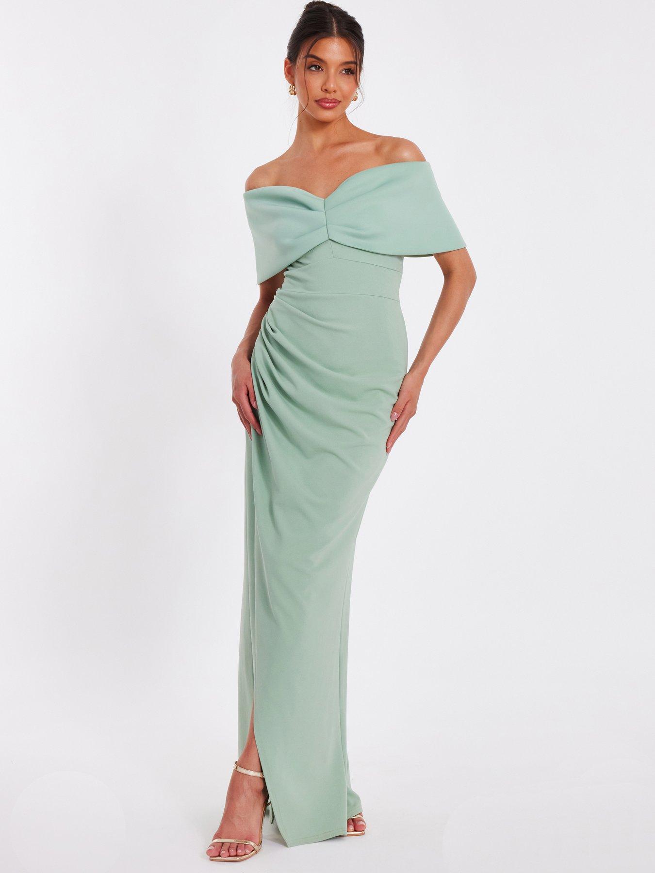 undefined Sage Bardot Wrap Maxi Dress