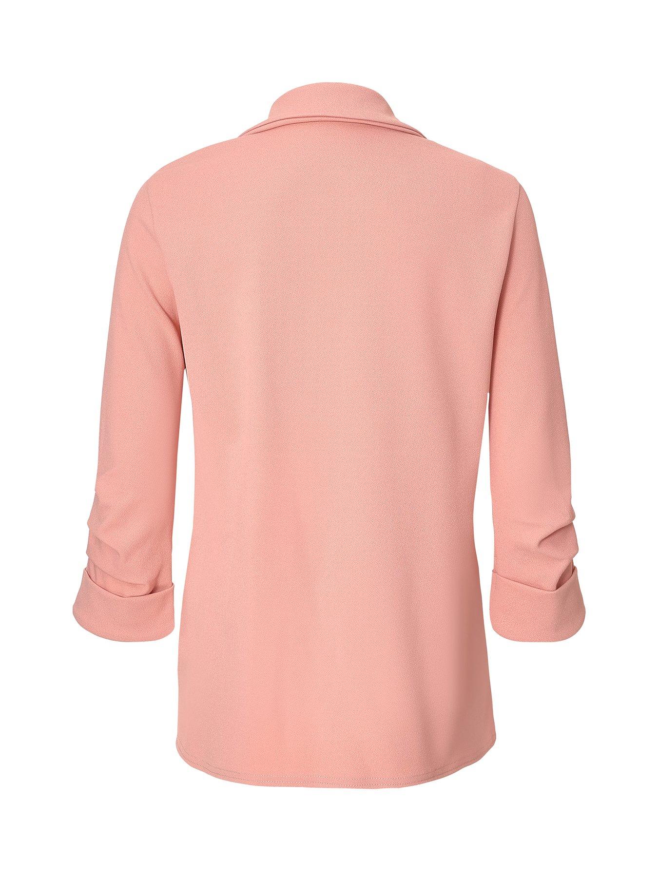 Image 5 of 6 of Quiz Petite Pink Ruched Sleeve Blazer