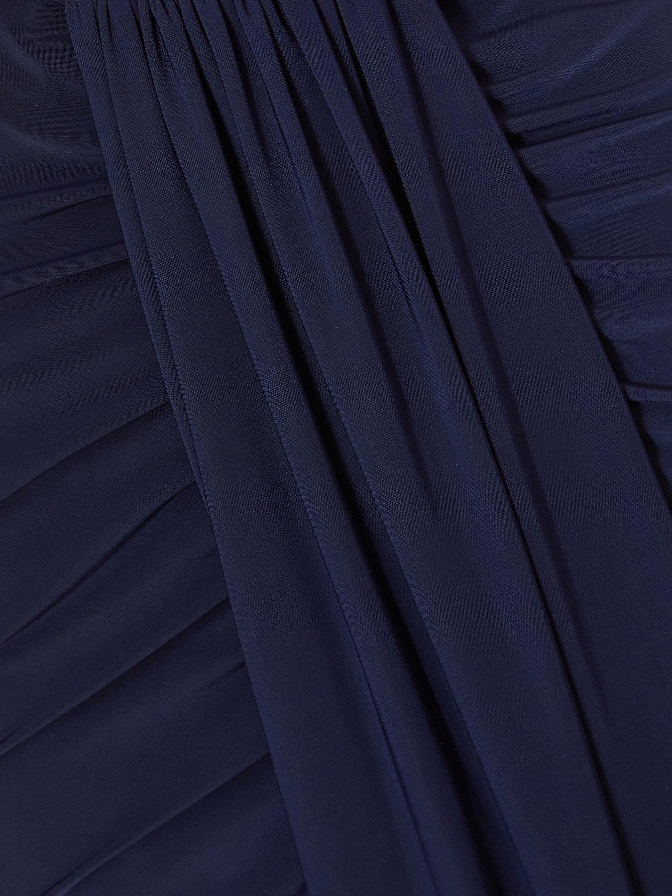 Image 6 of 6 of Quiz Navy Cross Front Ruched Maxi Dress