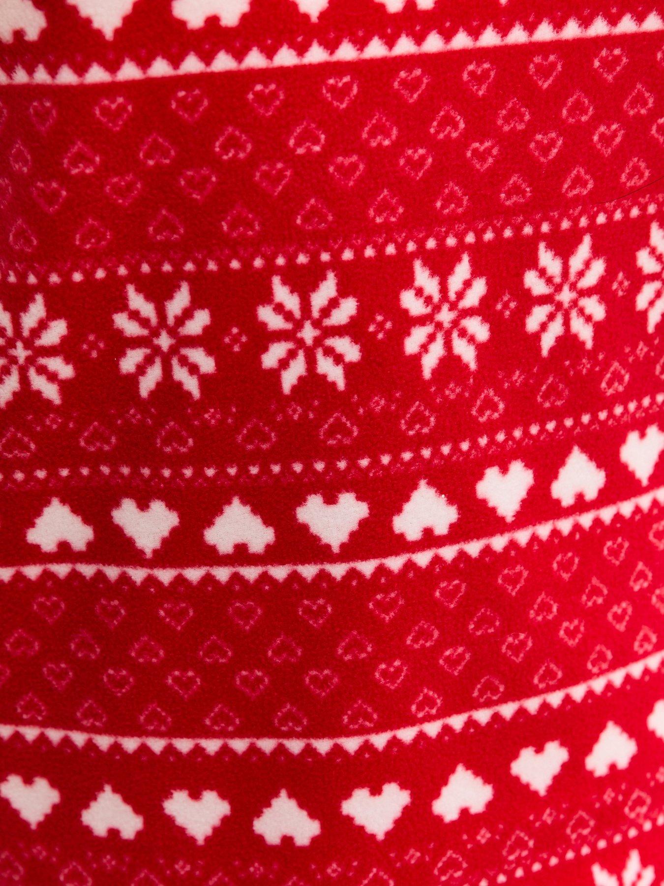  image of new-look-915-girls-fairisle-long-sleeve-top-and-tapered-trousers-pyjama-set-red