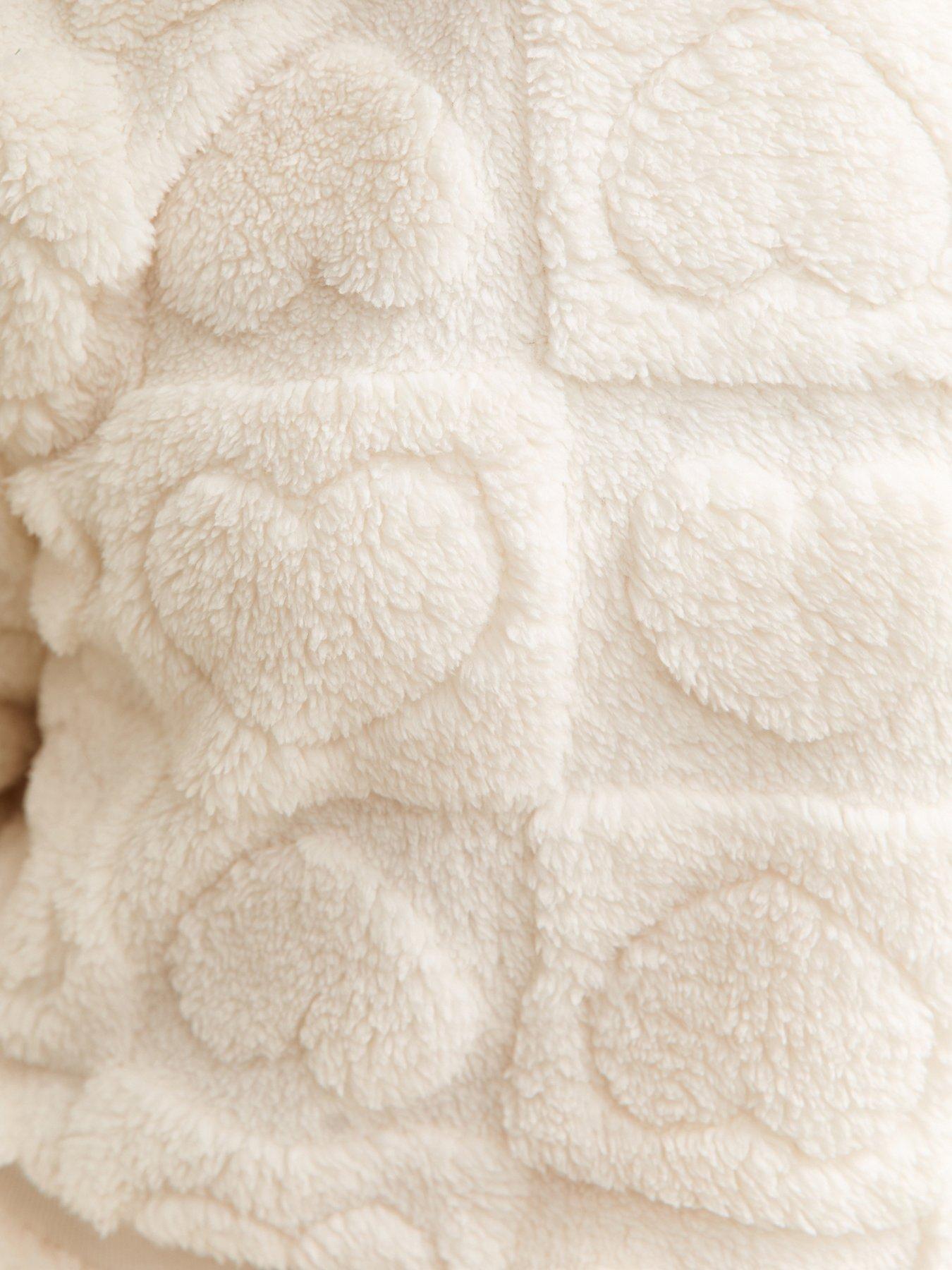  image of new-look-915-girls-fleece-heart-patterned-top-and-shorts-set-cream