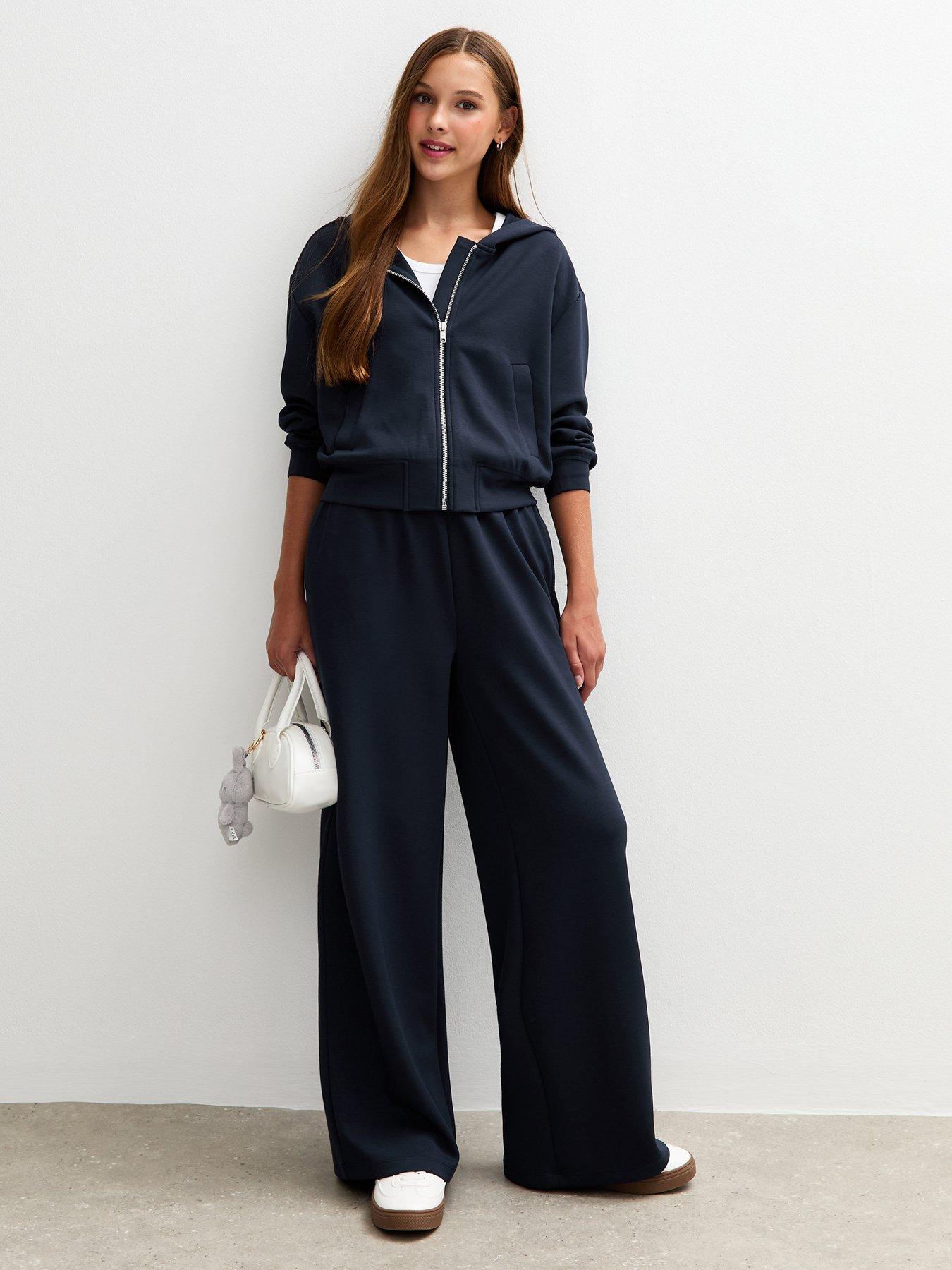 New Look 915 Girls Soft Touch Wide Leg Joggers - Navy