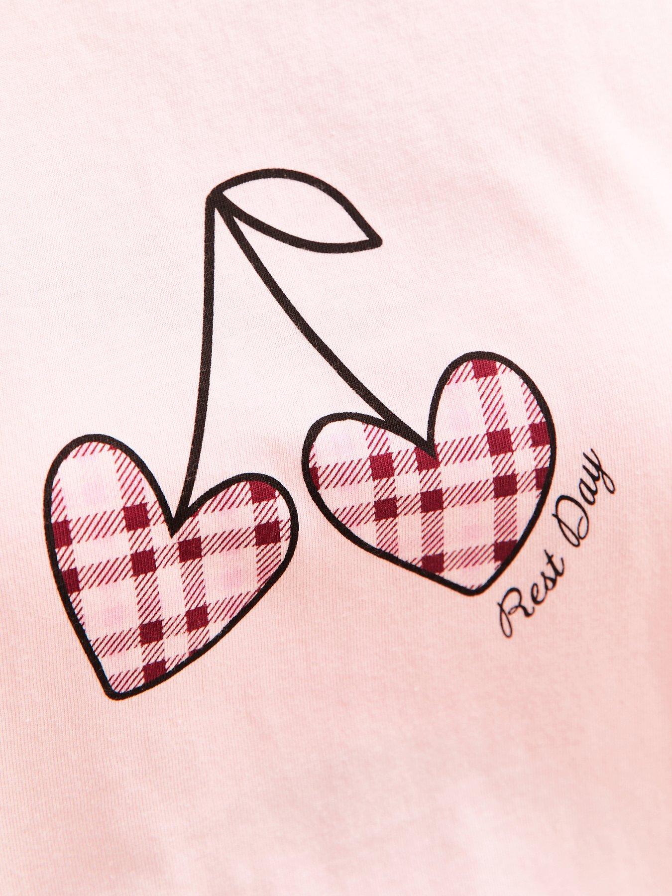  image of new-look-915-girls-check-t-shirt-and-shorts-pyjama-set-pink